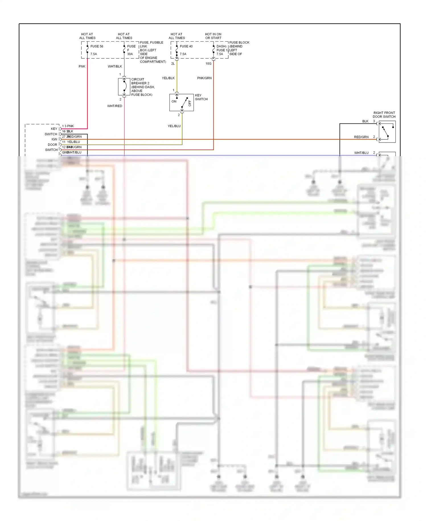 Wiring diagram right front door lock actuator for Nissan Maxima A32 (1994-2000) (2 of 2)