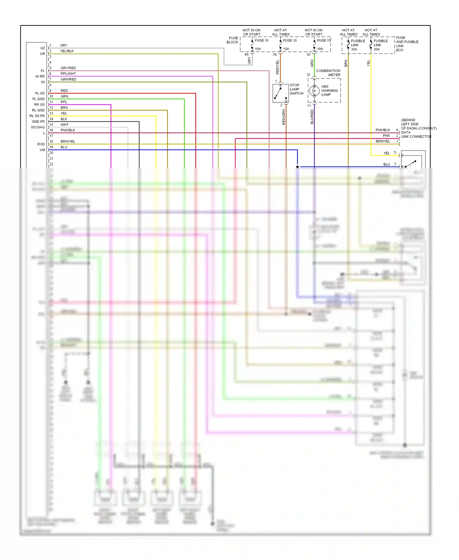 Wiring diagram stop lamp switch for Nissan Maxima A32 (1994-2000) (1 of 1)