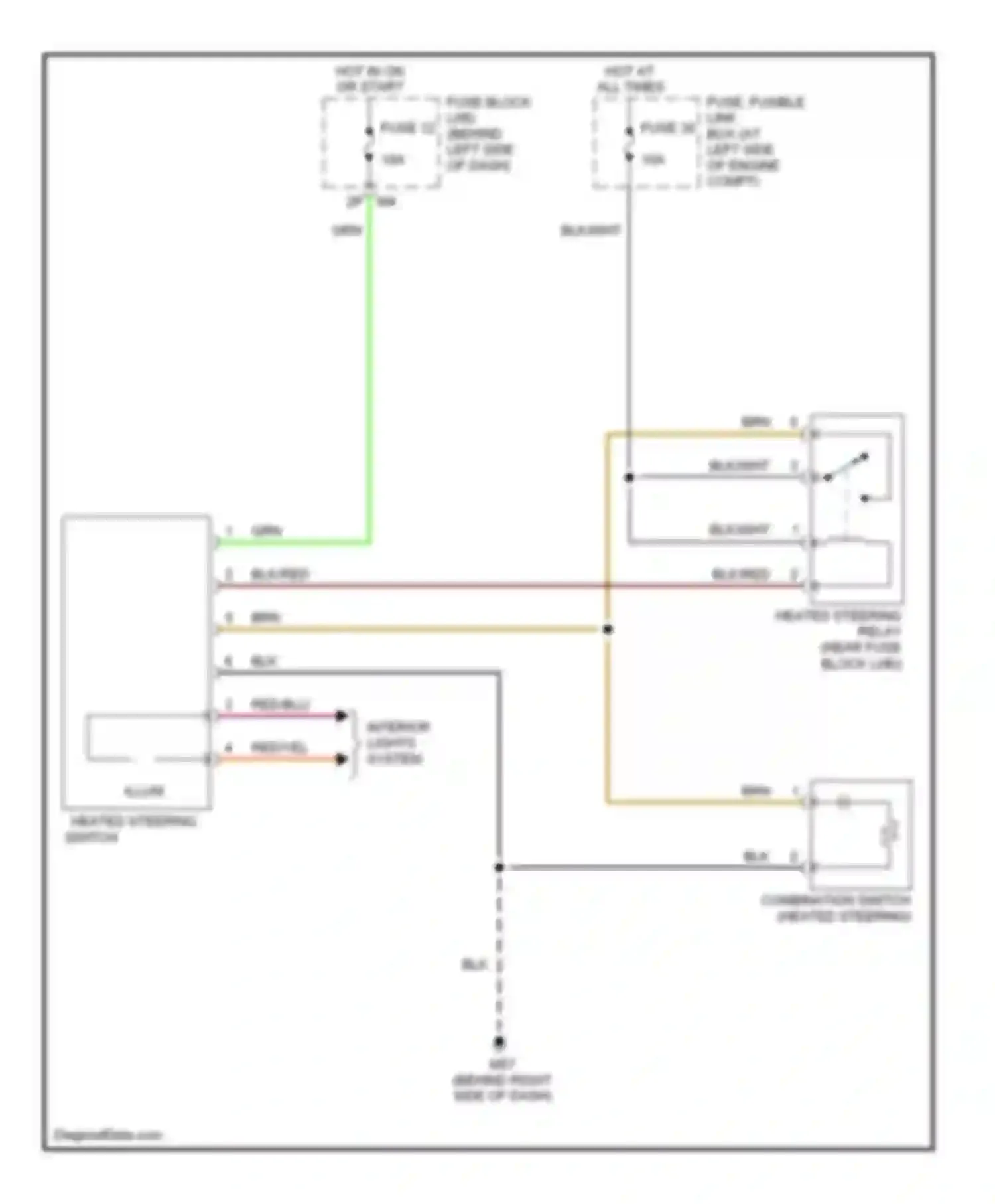 Maxima Nissan A33 (1999-2006): Heated steering wheel circuit