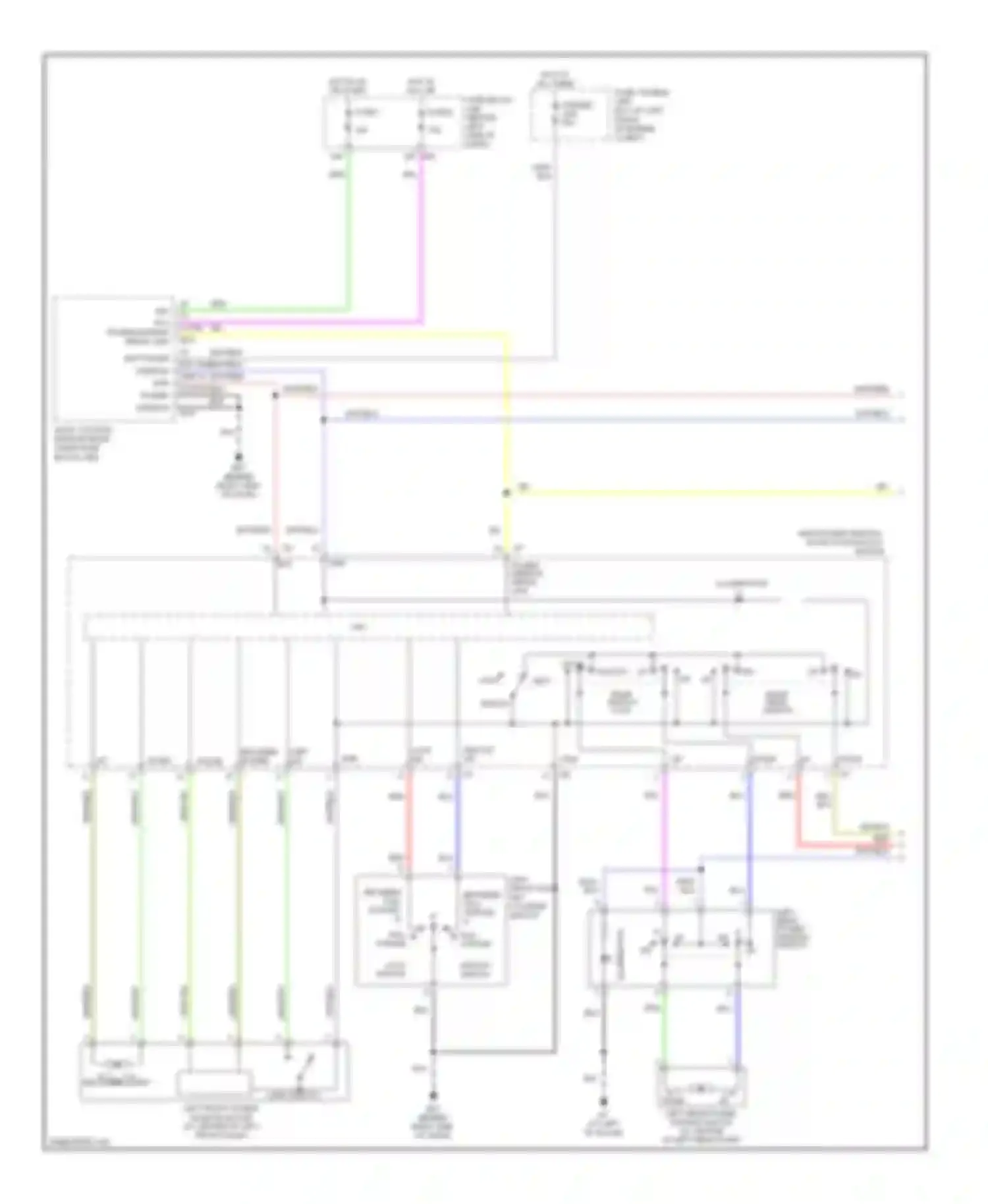 Maxima Nissan A33 (1999-2006): Power windows circuit, with driver and passenger side anti-pinch system (1 of 2)