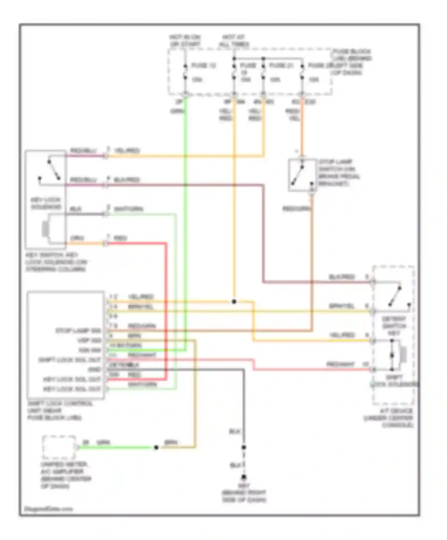 Maxima Nissan A33 (1999-2006): Shift interlock circuit