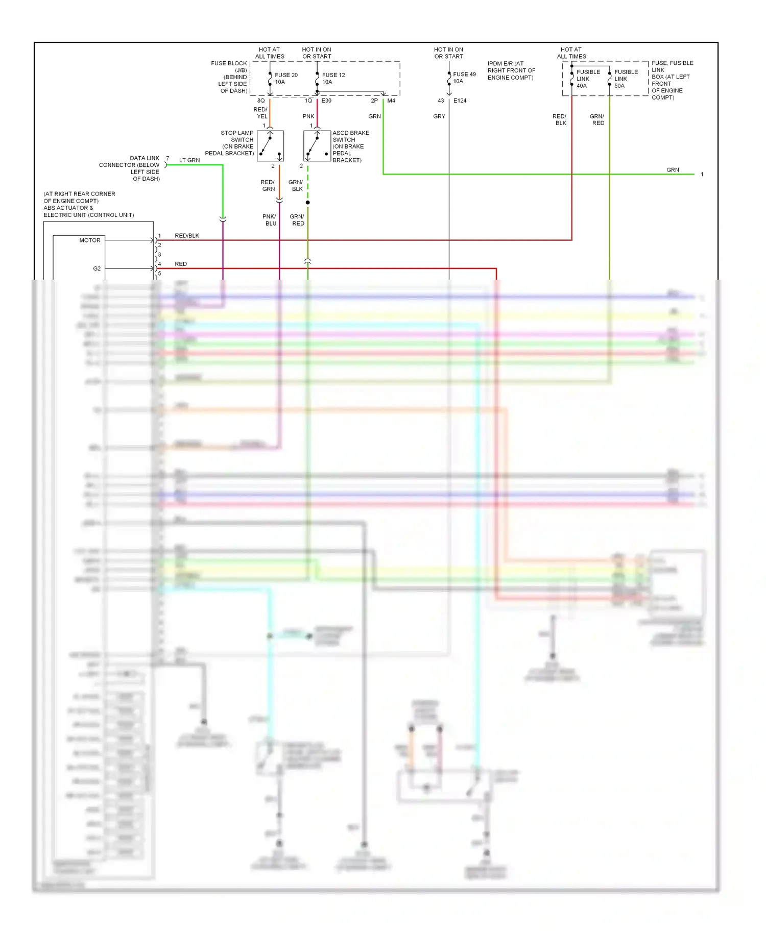 Nissan Maxima A33 (1999-2006) abs/tcs/vdc control unit wiring diagram  (1 of 1)