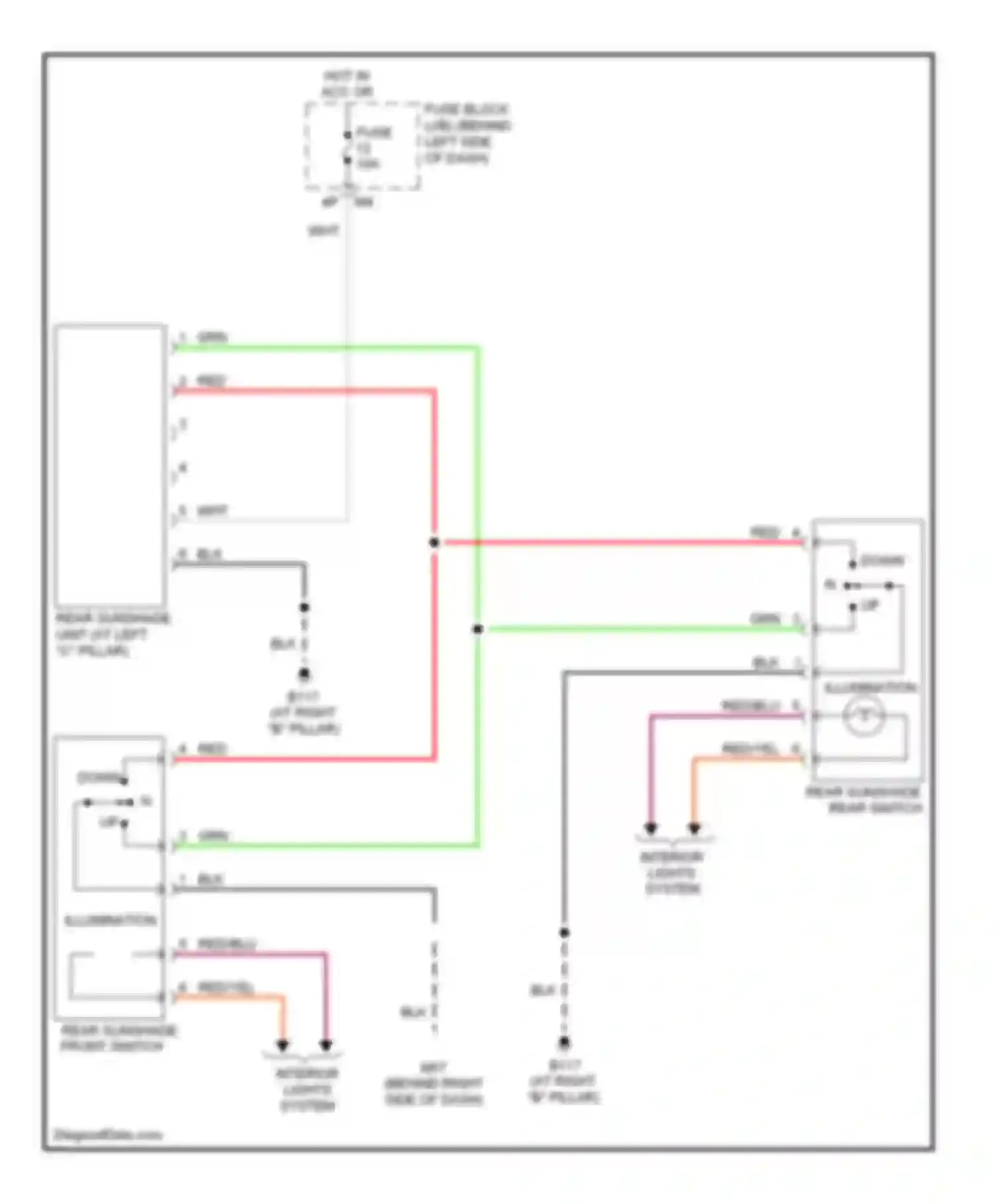 Wiring diagram hot in acc or on for Nissan Maxima A33 (1999-2006) (15 of 15)