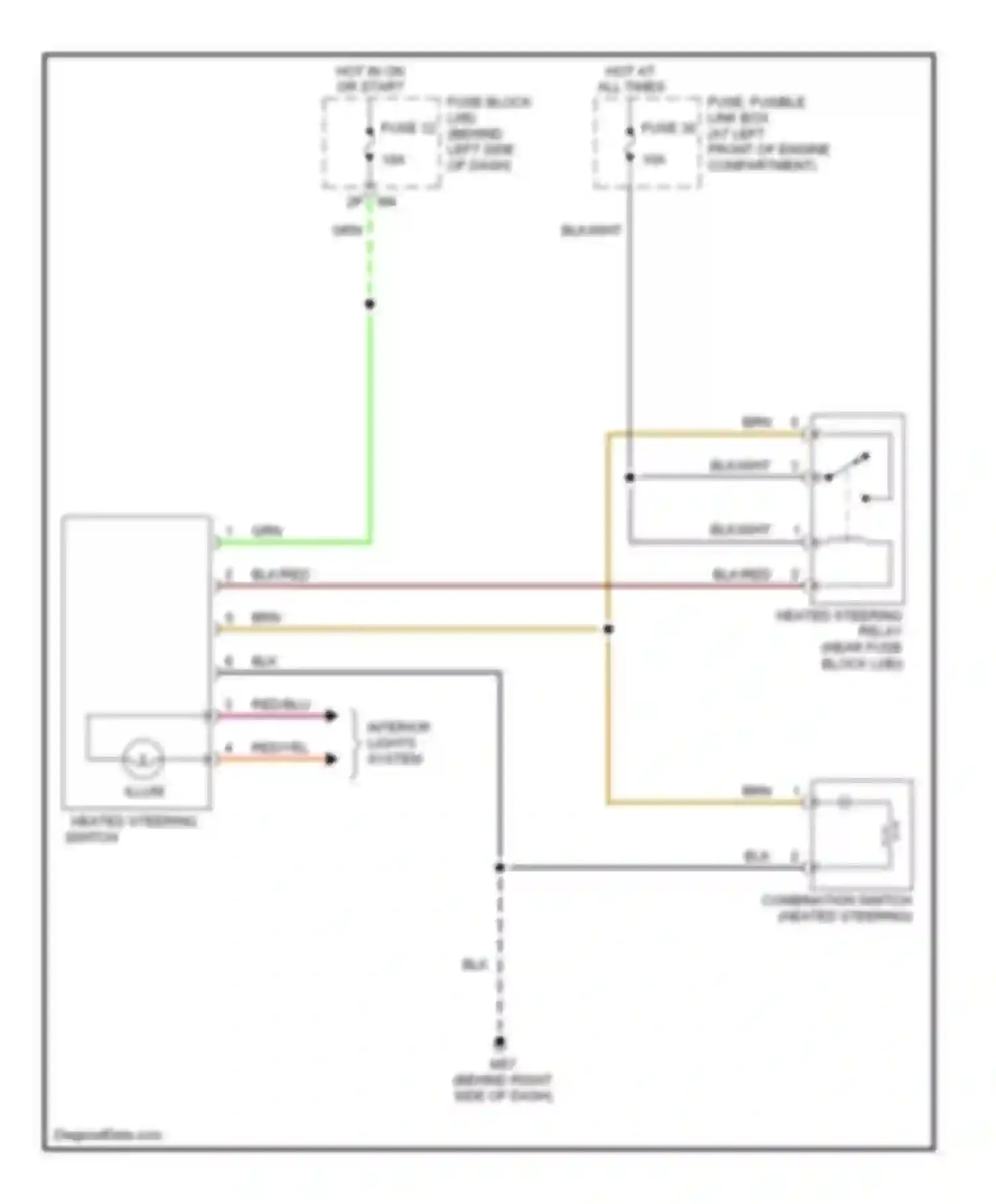 Maxima Nissan A34 (2003-2008): Heated steering wheel circuit