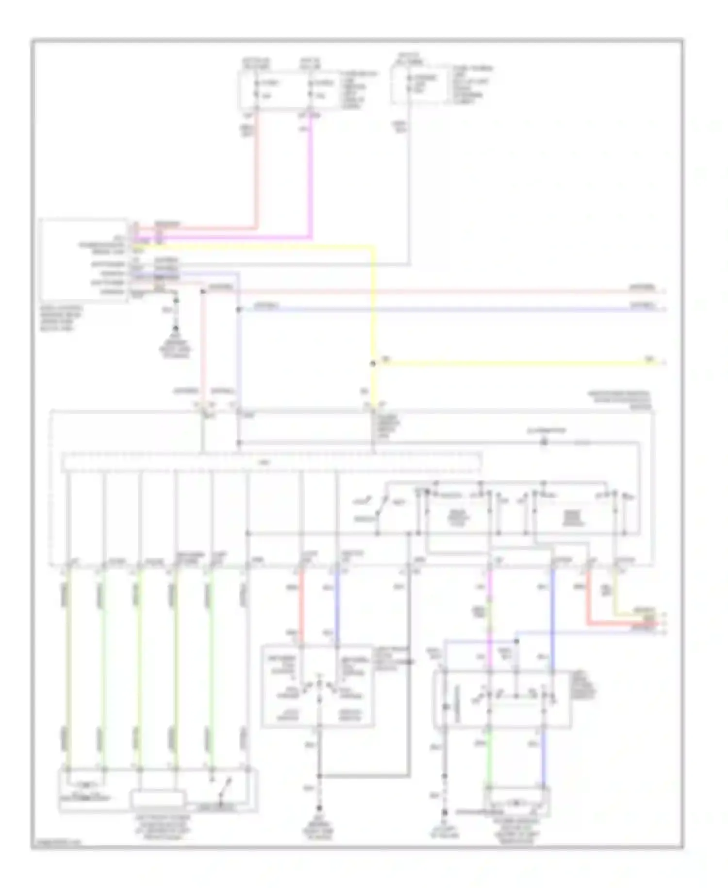 Maxima Nissan A34 (2003-2008): Power windows circuit, with driver and passenger side anti-pinch system (1 of 2)
