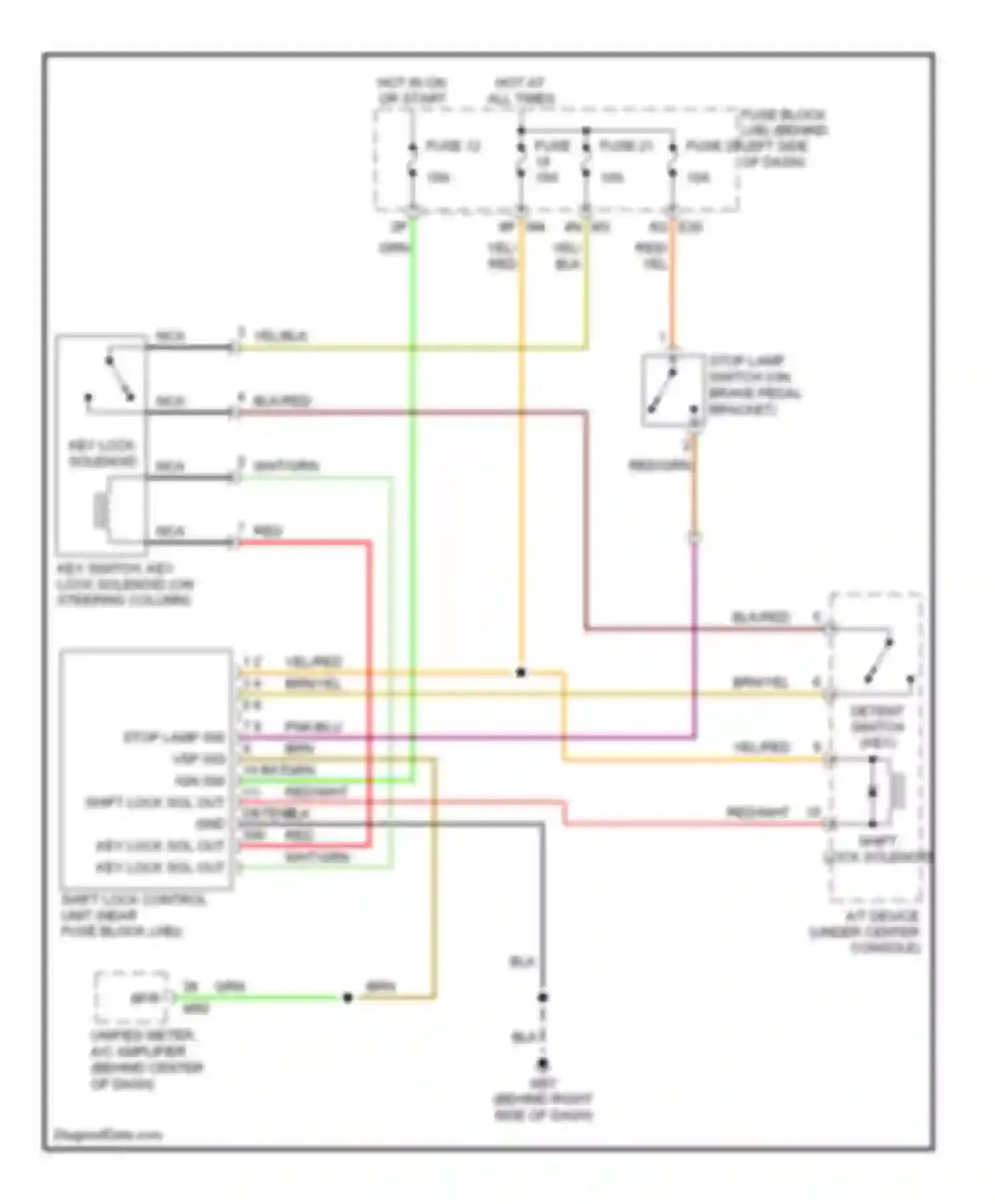 Maxima Nissan A34 (2003-2008): Shift interlock circuit