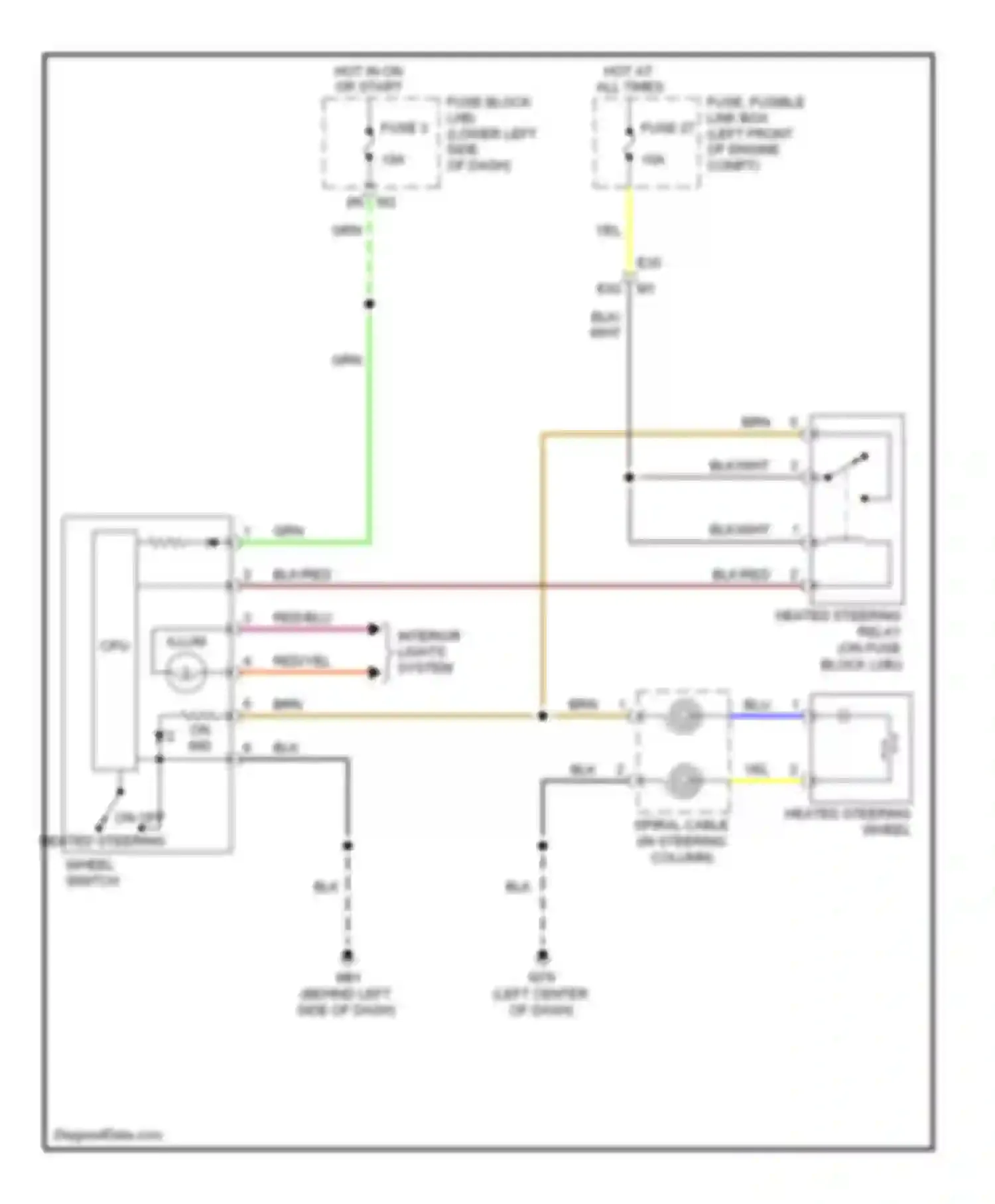 Maxima Nissan A35 (2008-2014): Heated steering wheel circuit