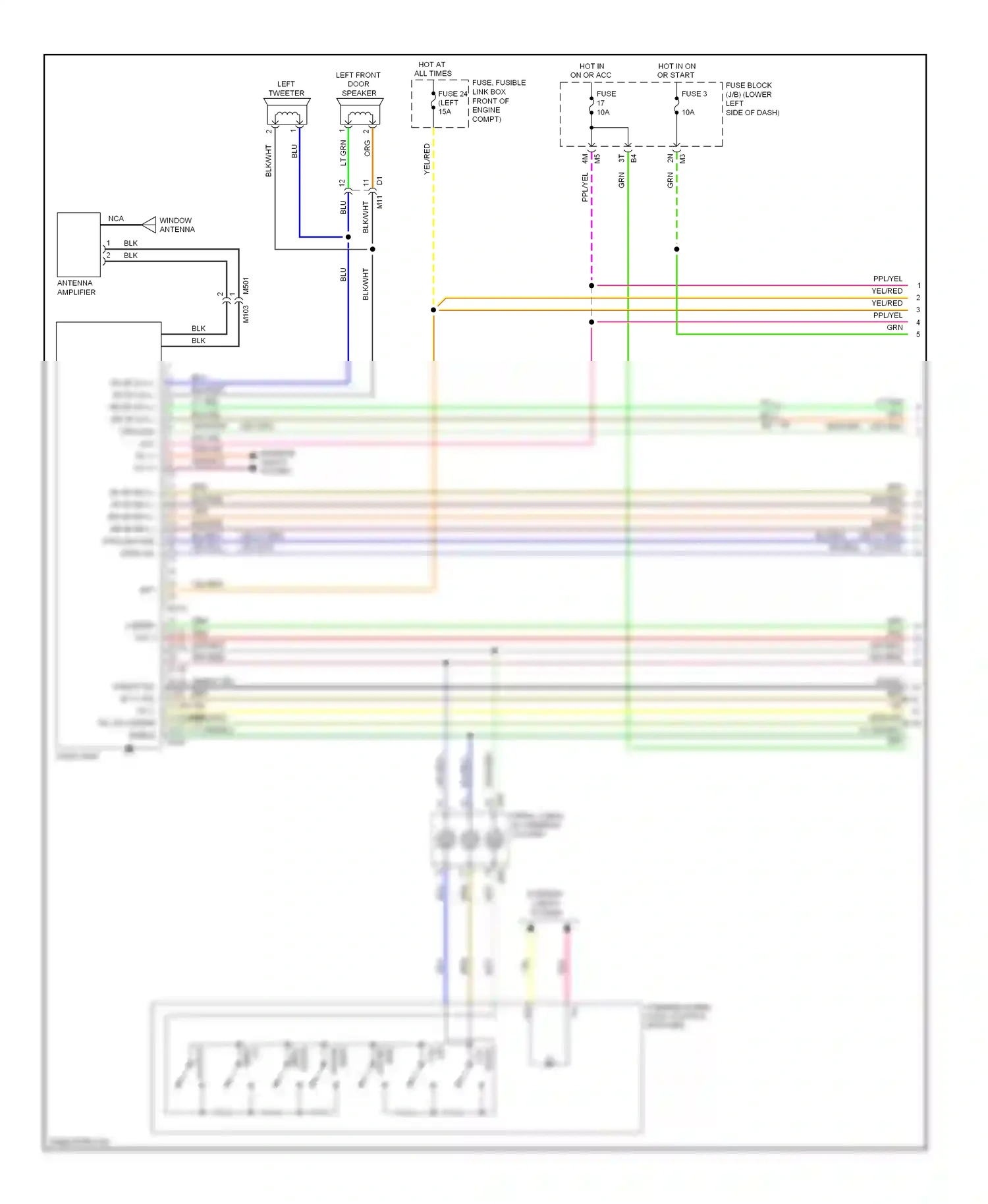 Wiring diagram left tweeter for Nissan Maxima A35 (2008-2014) (2 of 5)