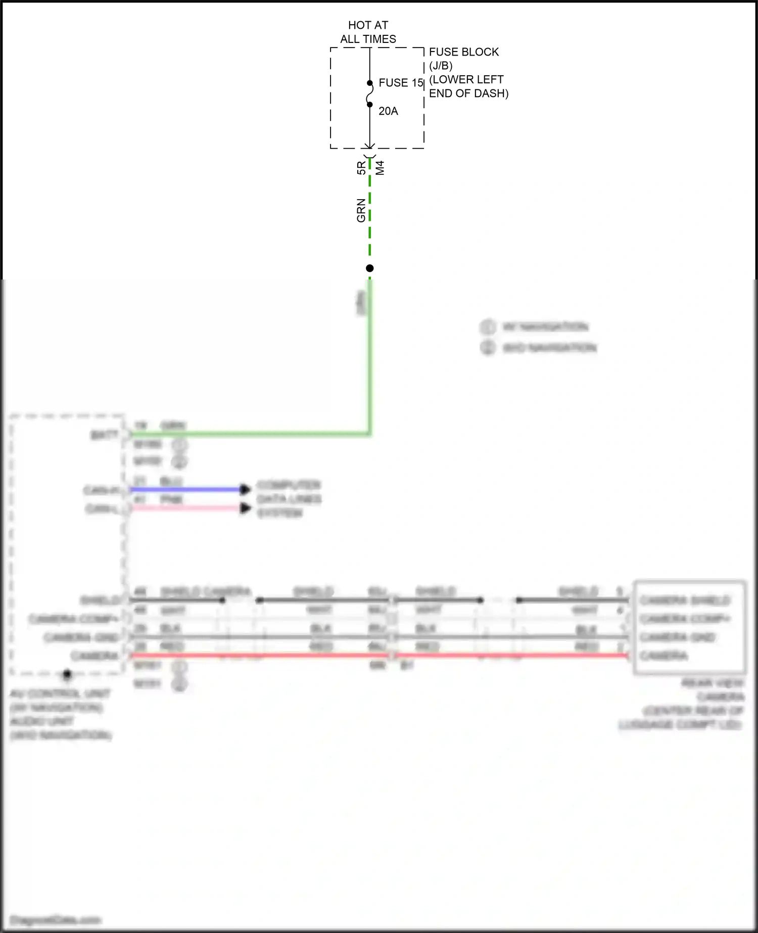 Wiring diagram camera v + for Nissan Maxima A36 (2015-2024) (4 of 4)