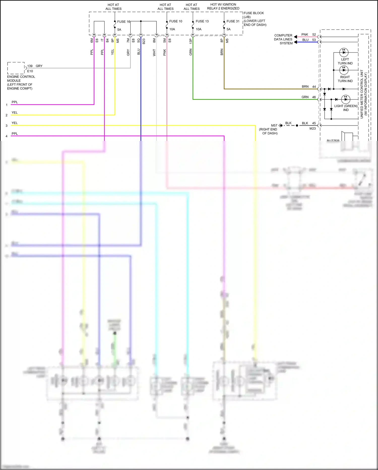 Wiring diagram left front combination lamp for Nissan Maxima A36 (2015-2024) (1 of 4)