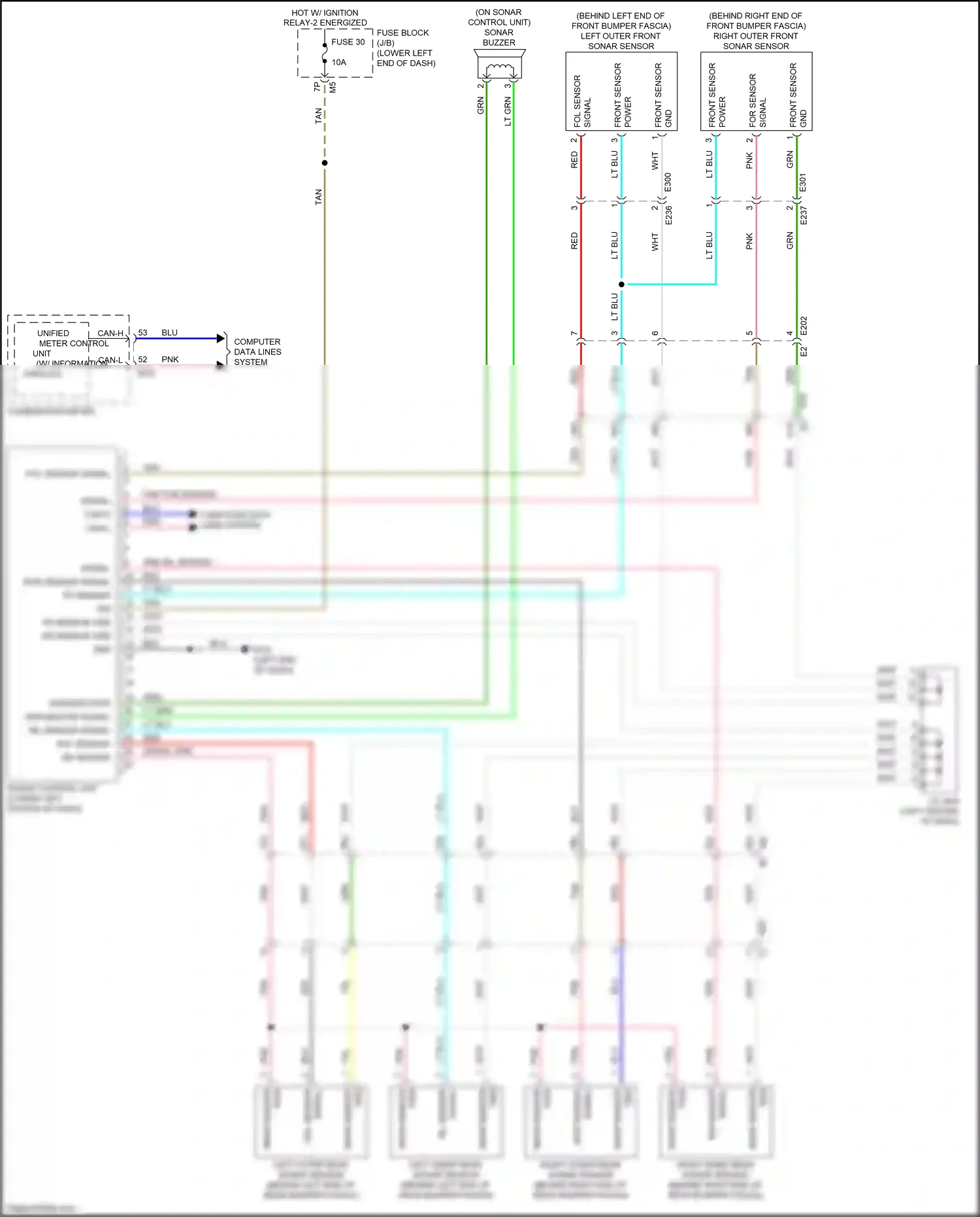 Wiring diagram left outer rear sonar sensor for Nissan Maxima A36 (2015-2024) (1 of 1)