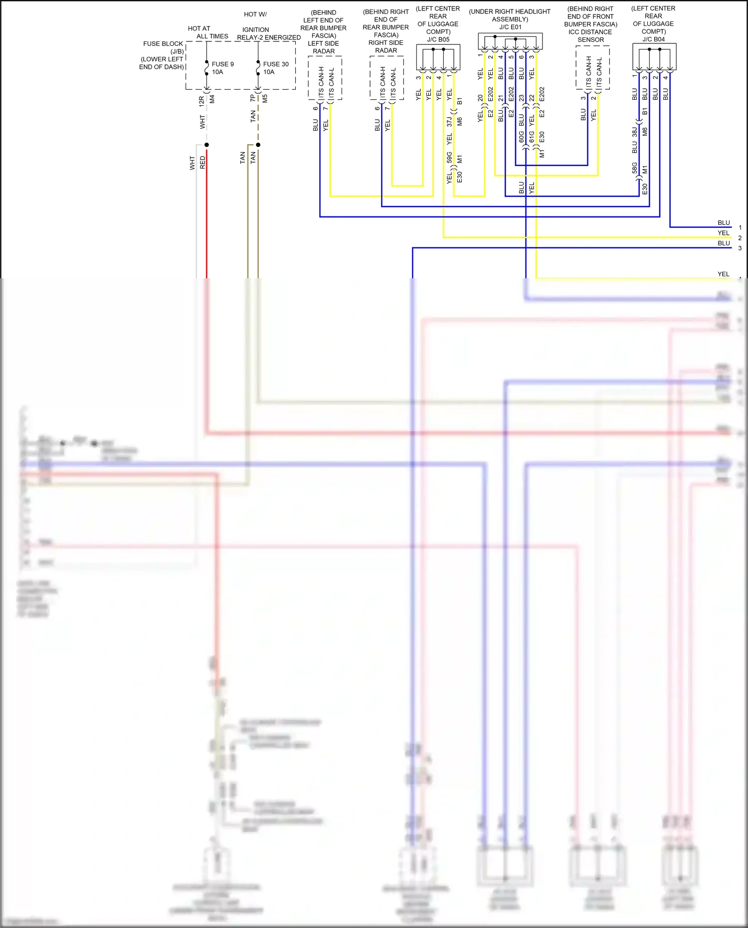 Wiring diagram left side radar for Nissan Maxima A36 (2015-2024) (1 of 4)