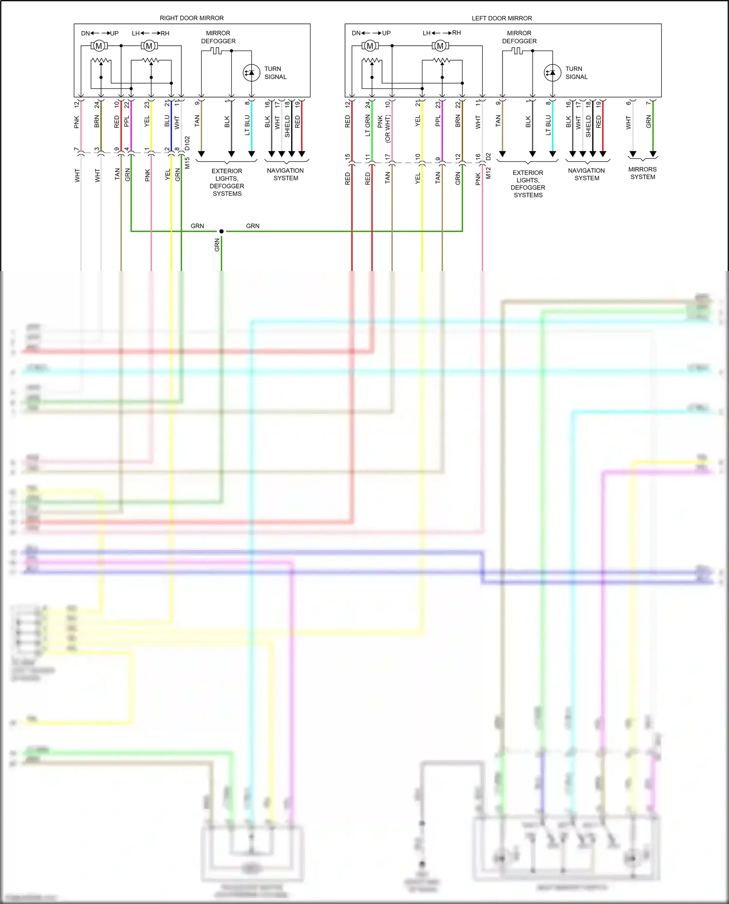Wiring diagram mirrors system for Nissan Maxima A36 (2015-2024) (1 of 1)