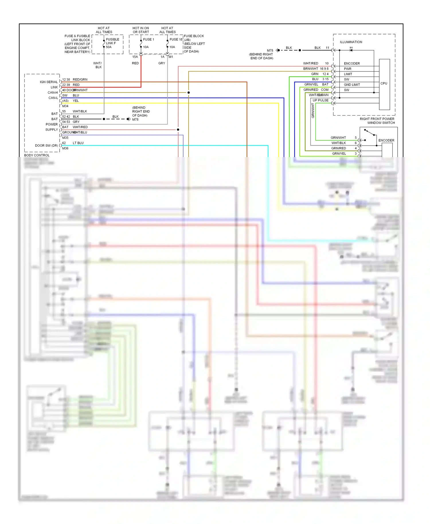 Nissan Murano Z50 (2002-2008) 10 16 9 8 12 4 3 15 bat com down up pulse encoder pwr limit sw gnd limit sw wiring diagram  (1 of 2)