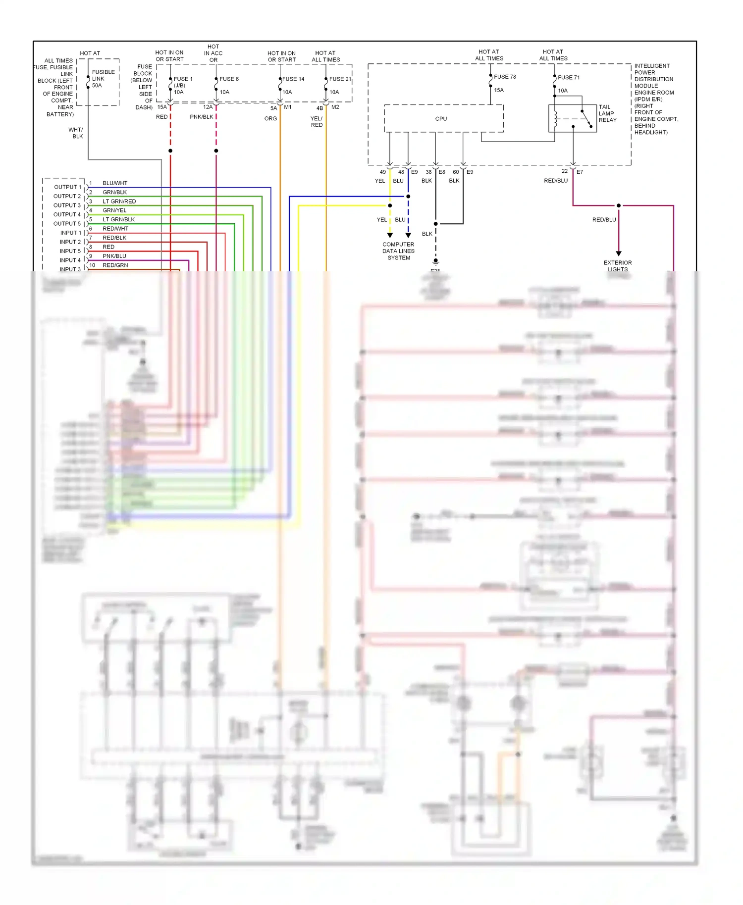 Wiring diagram combination switch for Nissan Murano Z50 (2002-2008) (4 of 5)