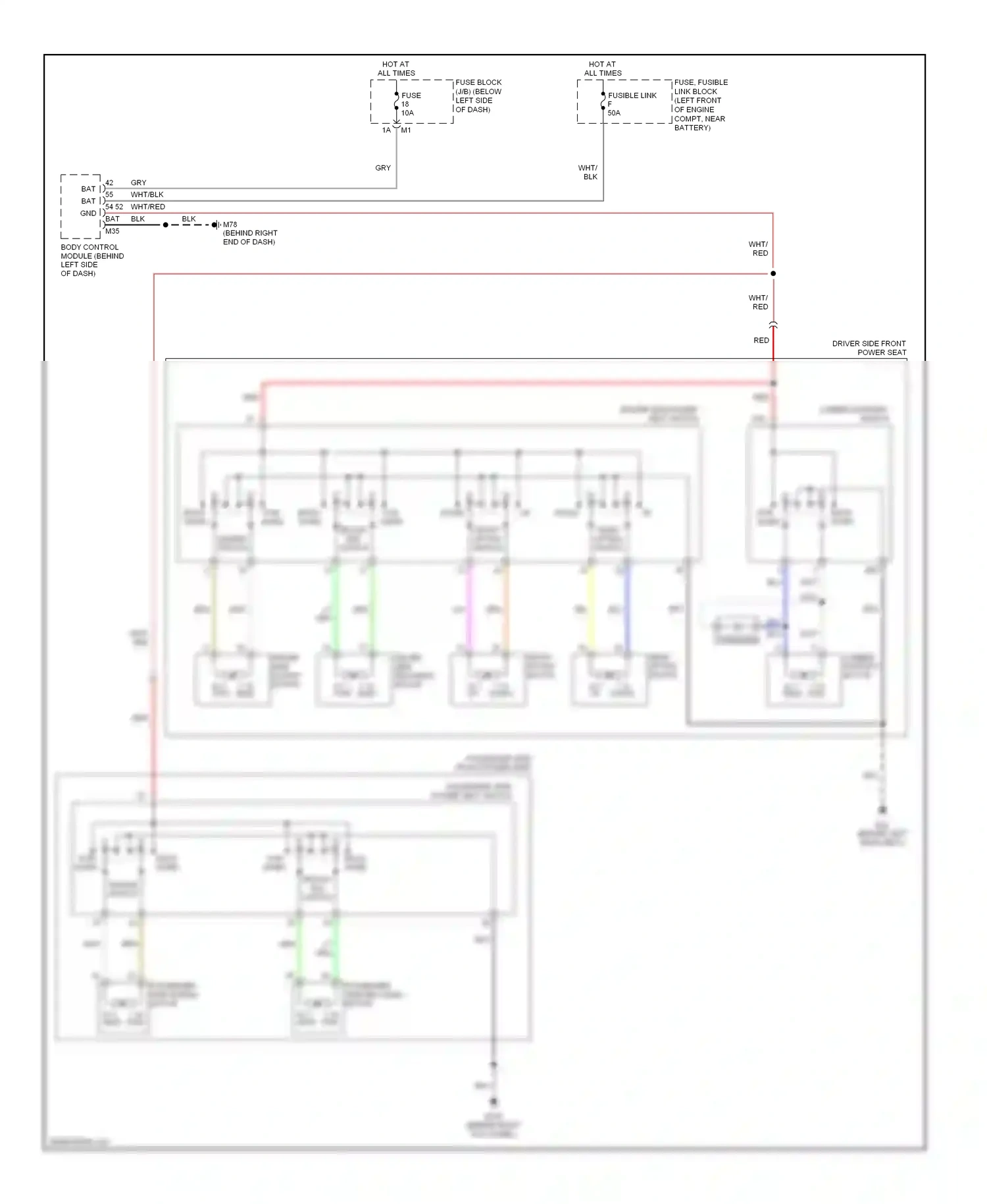 Wiring diagram front lifting switch for Nissan Murano Z50 (2002-2008) (1 of 1)