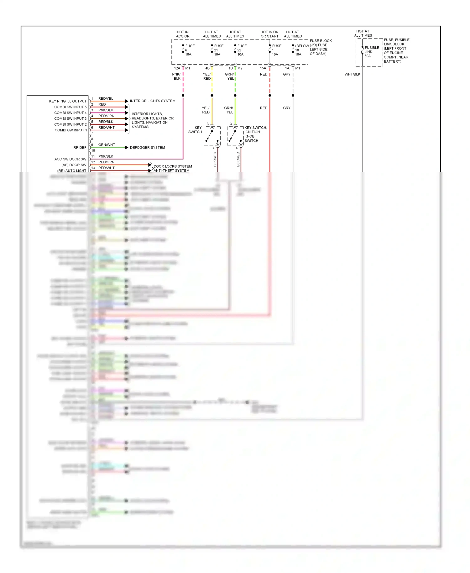 Wiring diagram key switch, ignition knob switch for Nissan Murano Z50 (2002-2008) (2 of 5)