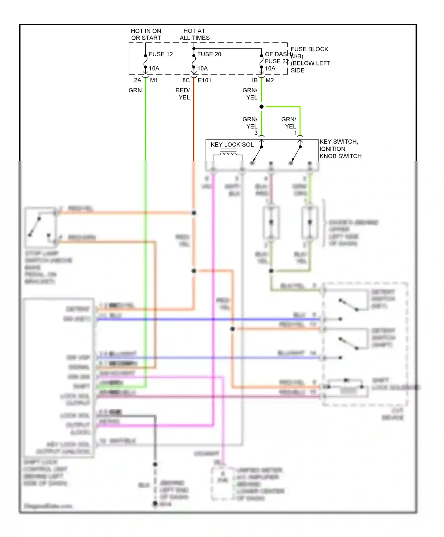 Wiring diagram key switch, ignition knob switch for Nissan Murano Z50 (2002-2008) (5 of 5)