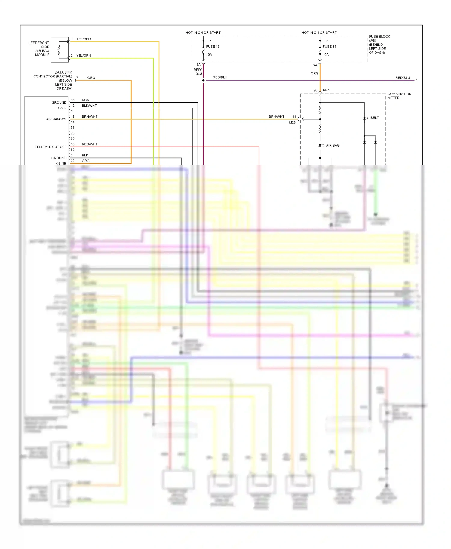 Wiring diagram left front side air bag module for Nissan Murano Z50 (2002-2008) (1 of 1)