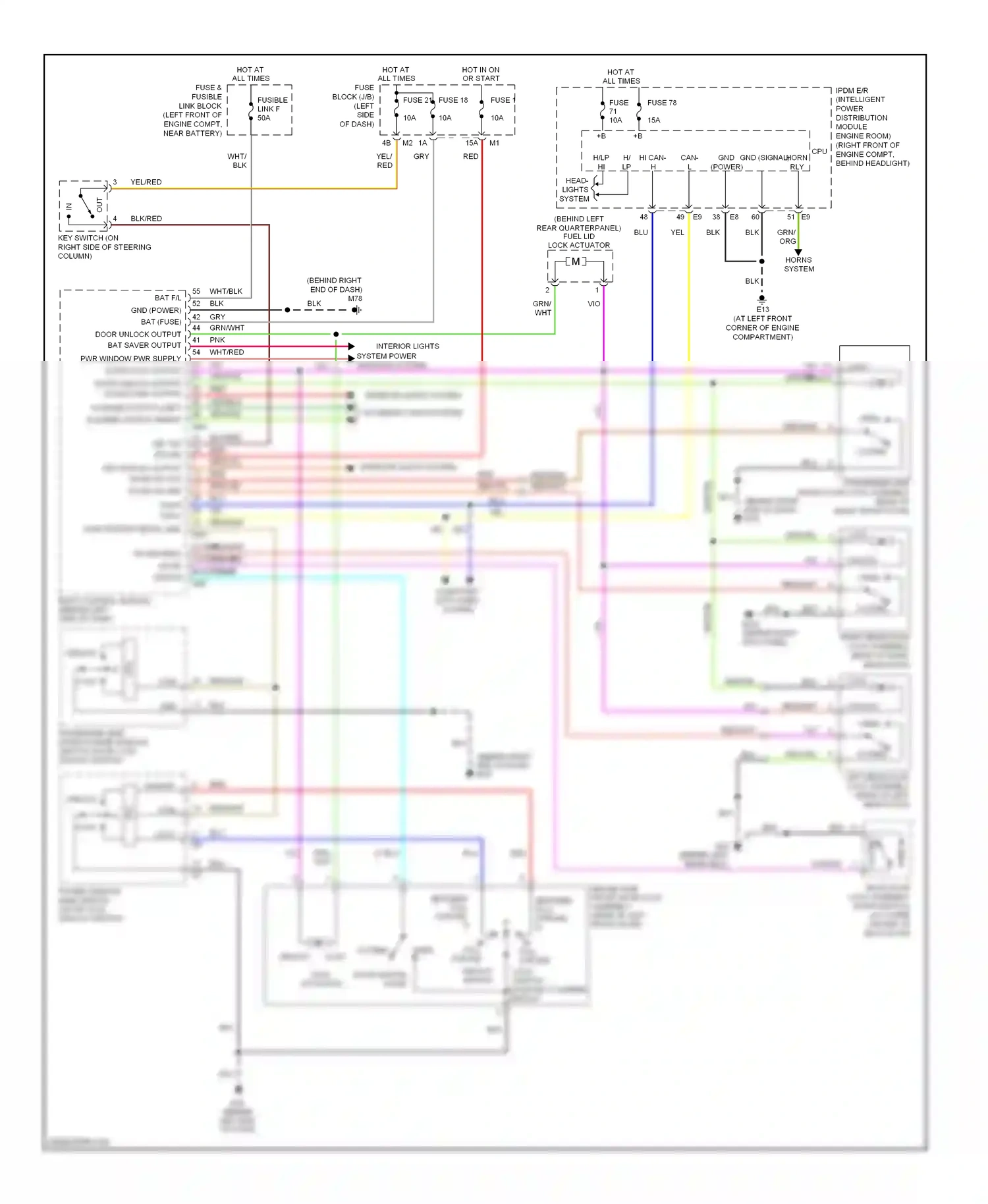 Wiring diagram unlock switch lock switch for Nissan Murano Z50 (2002-2008) (1 of 1)