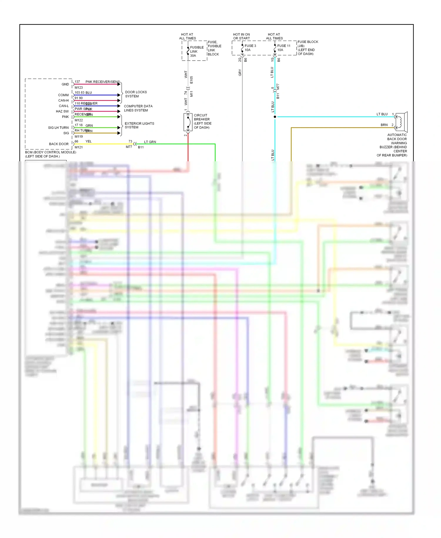 Wiring diagram automatic back door main switch for Nissan Murano Z51 facelift 2 (2011-2015) (1 of 1)