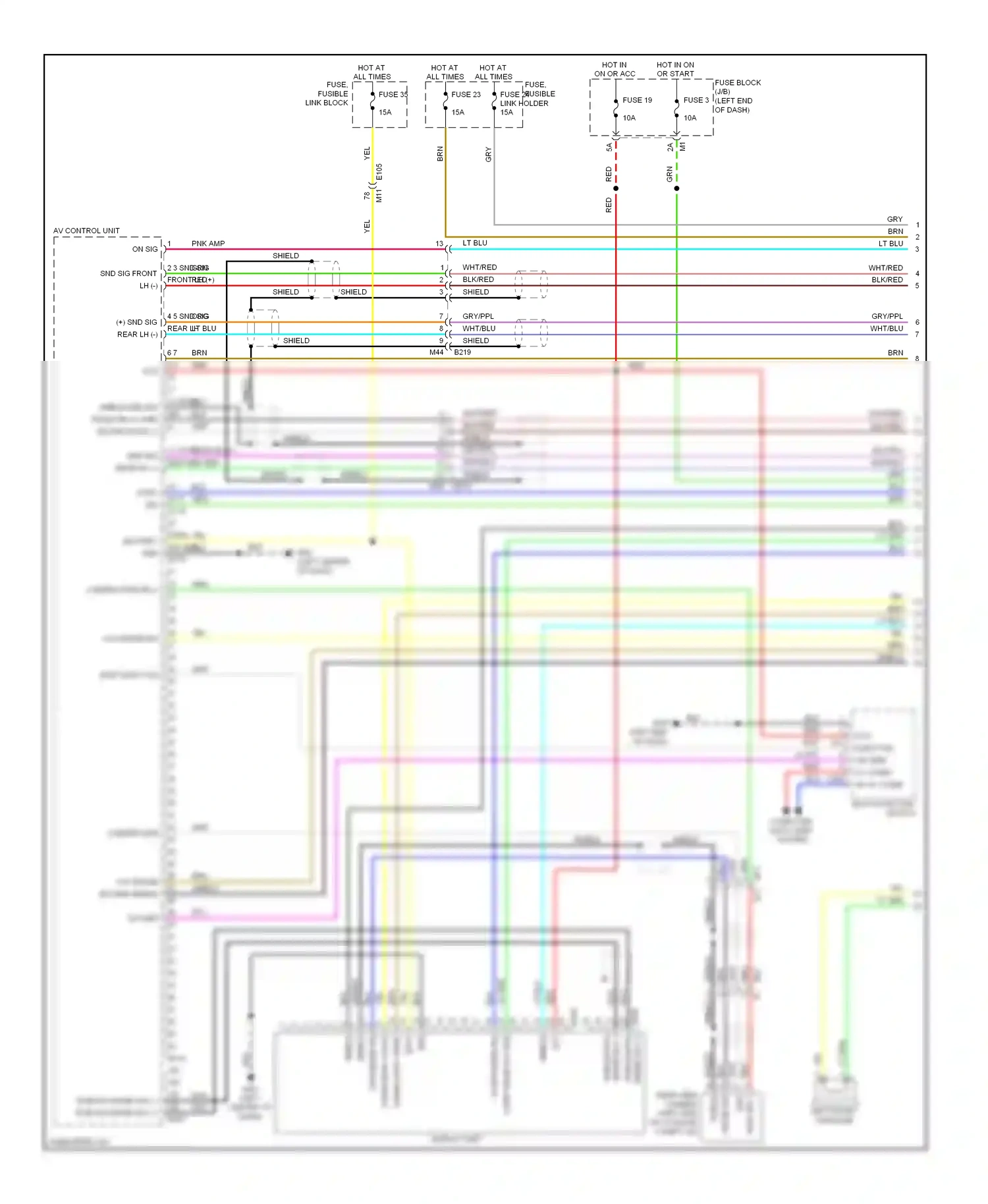 Wiring diagram av control unit for Nissan Murano Z51 facelift 2 (2011-2015) (7 of 20)