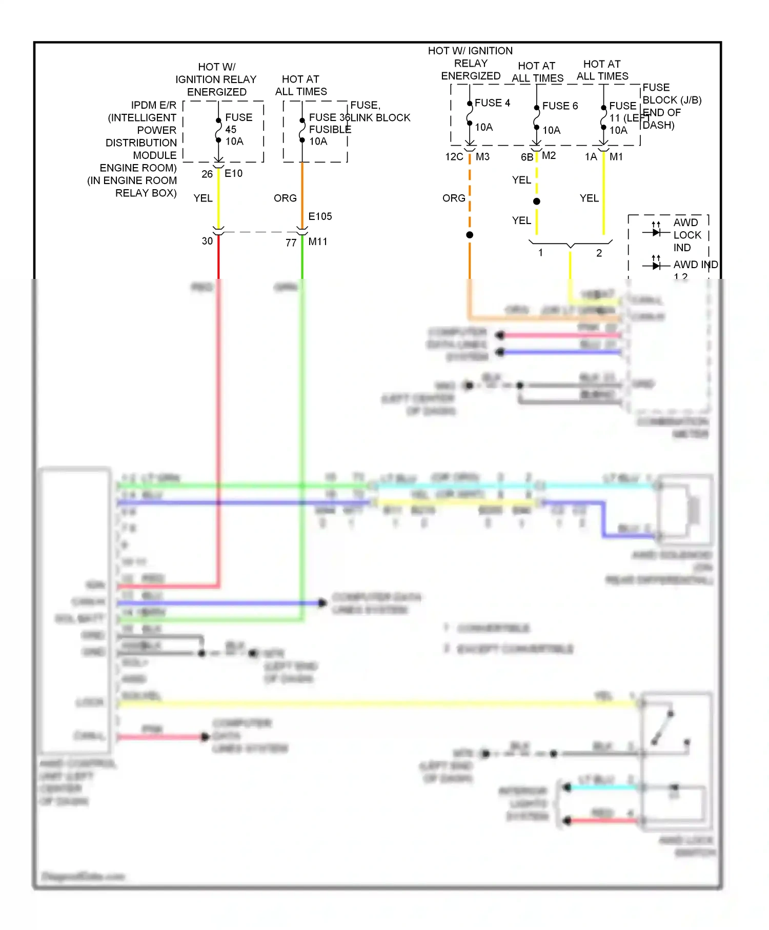 Wiring diagram awd lock switch for Nissan Murano Z51 facelift 2 (2011-2015) (1 of 1)