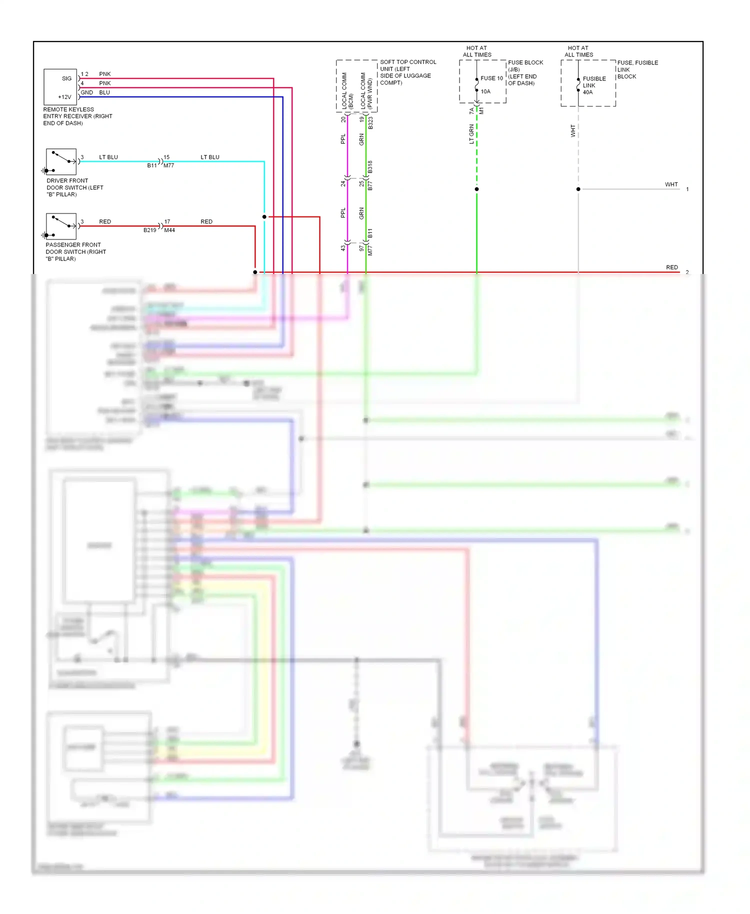 Wiring diagram lock switch unlock switch for Nissan Murano Z51 facelift 2 (2011-2015) (1 of 2)