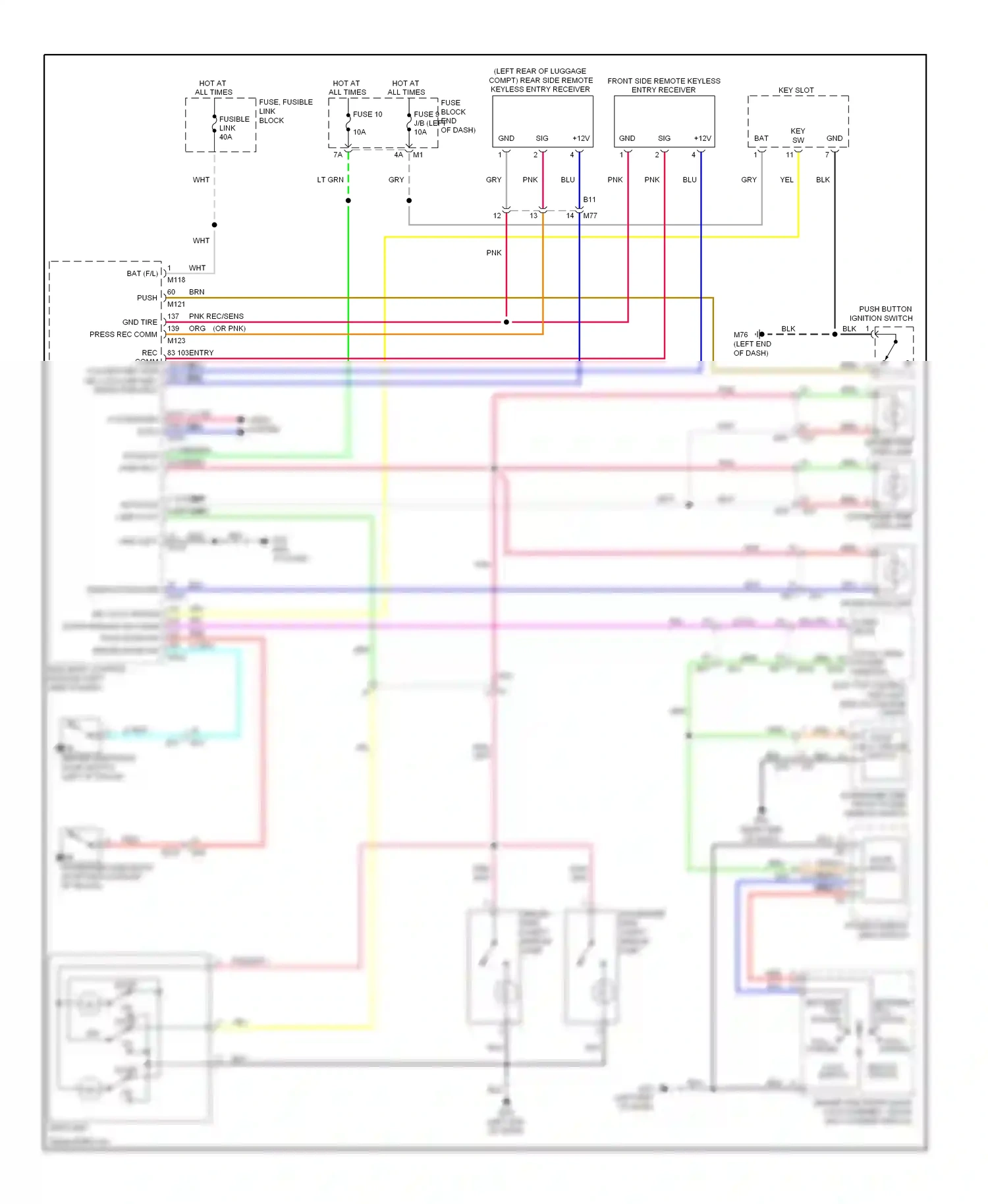 Wiring diagram lock unlock switch switch for Nissan Murano Z51 facelift 2 (2011-2015) (1 of 2)
