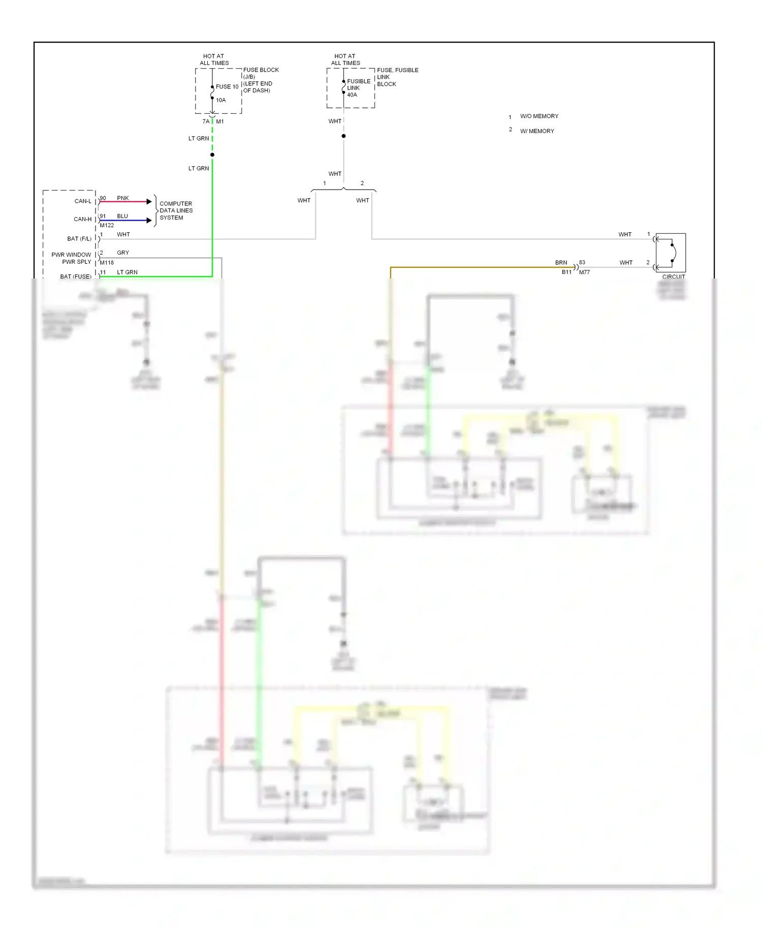 Wiring diagram lumbar support switch for Nissan Murano Z51 facelift 2 (2011-2015) (2 of 3)