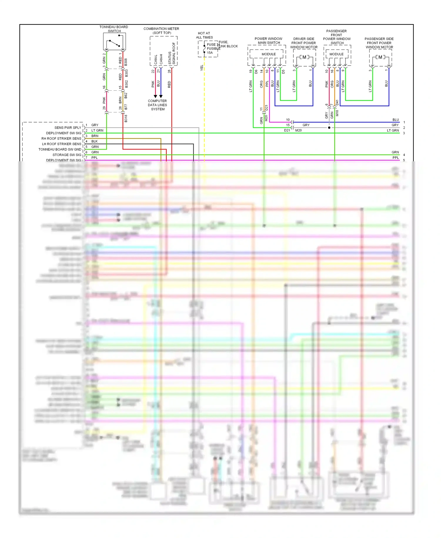Wiring diagram passenger front power window switch for Nissan Murano Z51 facelift 2 (2011-2015) (1 of 1)