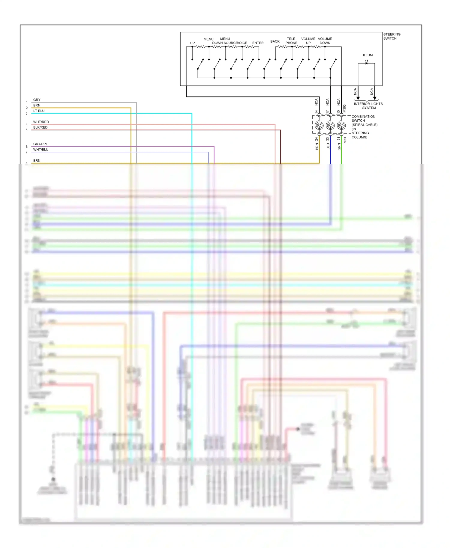 Wiring diagram steering switch for Nissan Murano Z51 facelift 2 (2011-2015) (2 of 7)