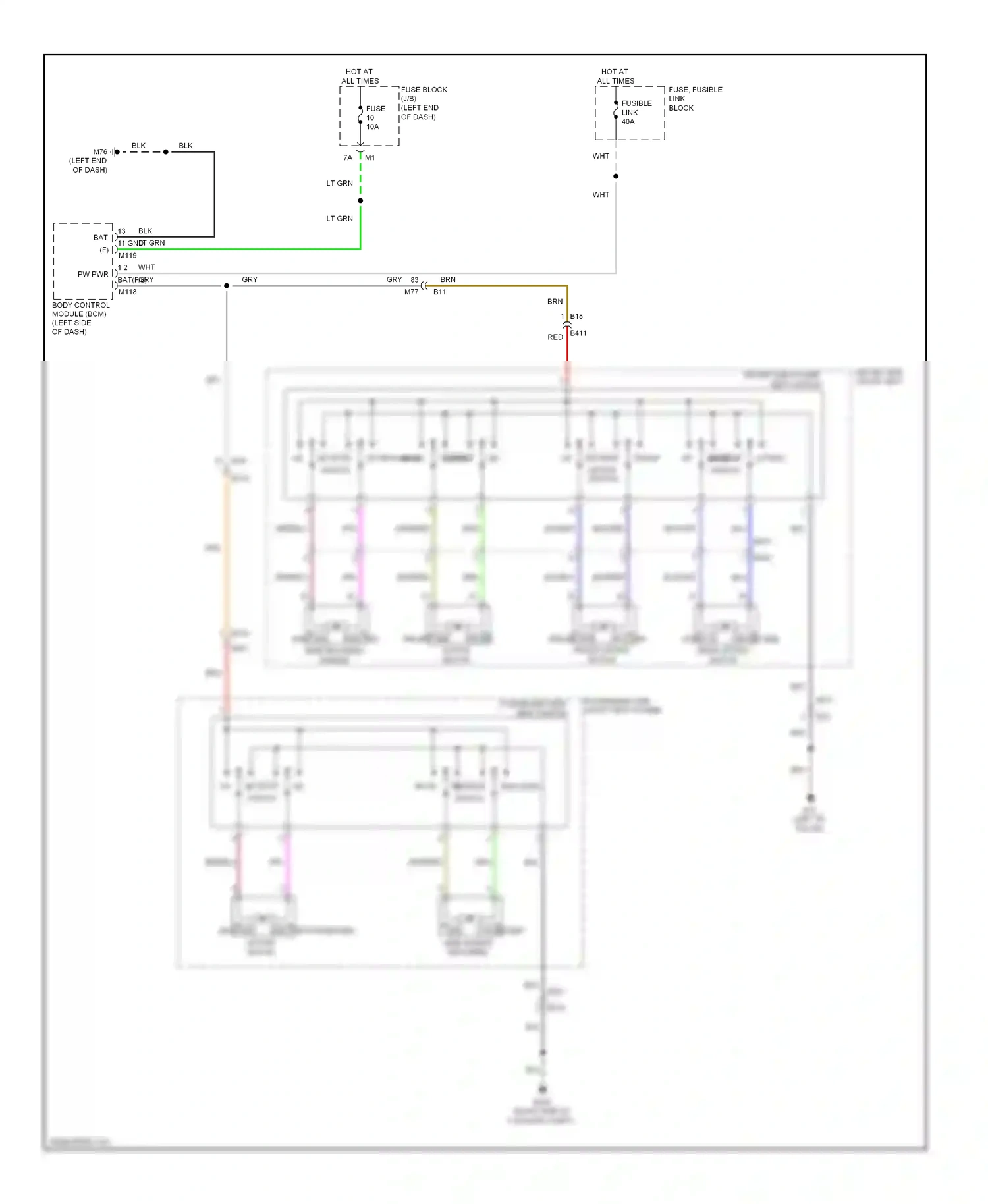 Wiring diagram up dn dn front lifting switch for Nissan Murano Z51 facelift 2 (2011-2015) (1 of 1)