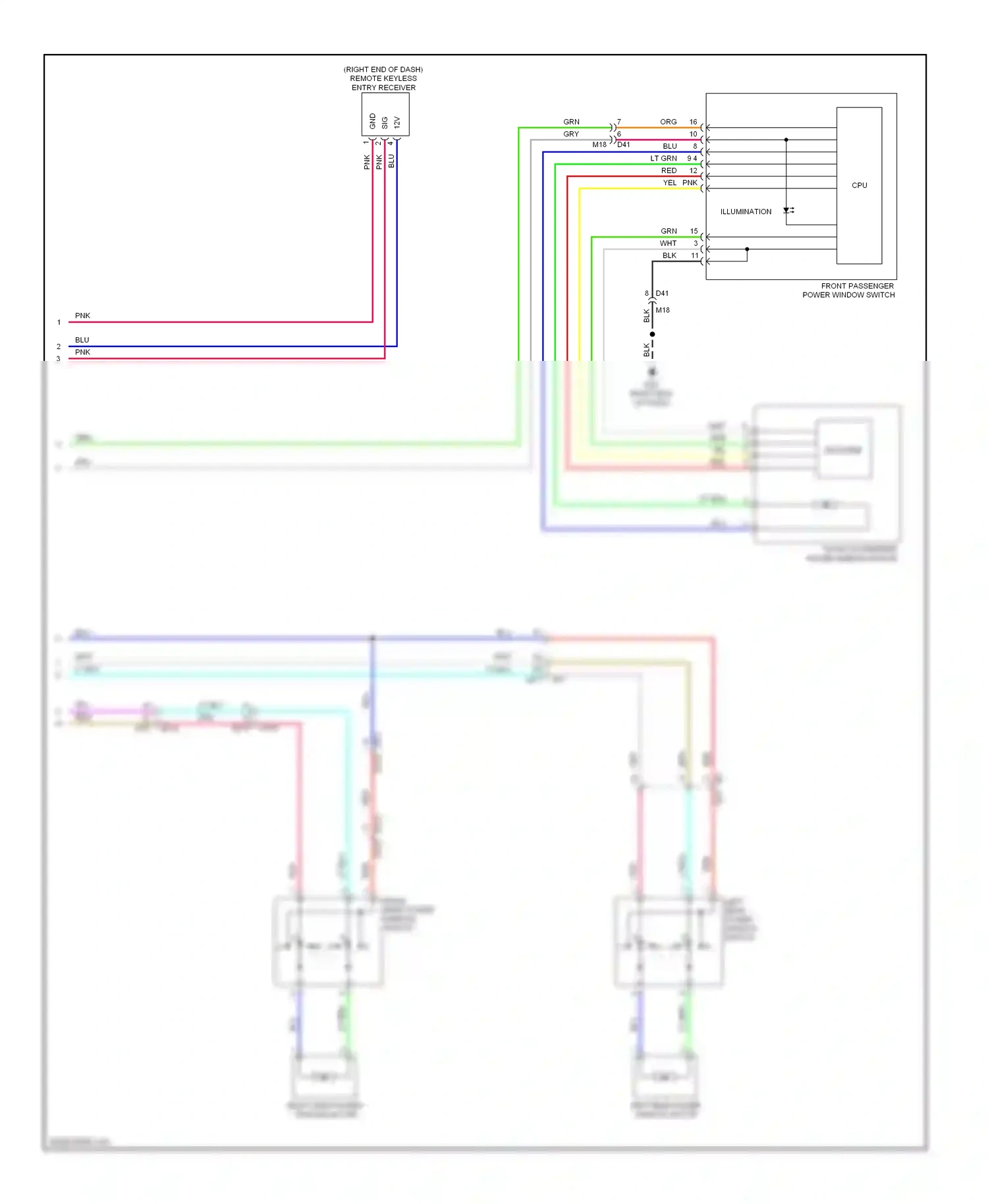 Wiring diagram window switch for Nissan Murano Z51 facelift 2 (2011-2015) (1 of 1)