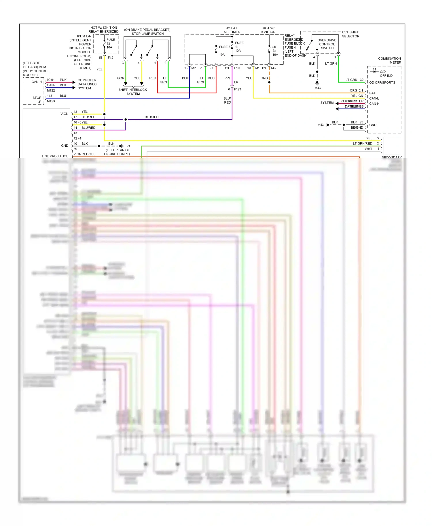 Wiring diagram combination meter for Nissan Murano Z51 facelift (2010-2012) (11 of 19)