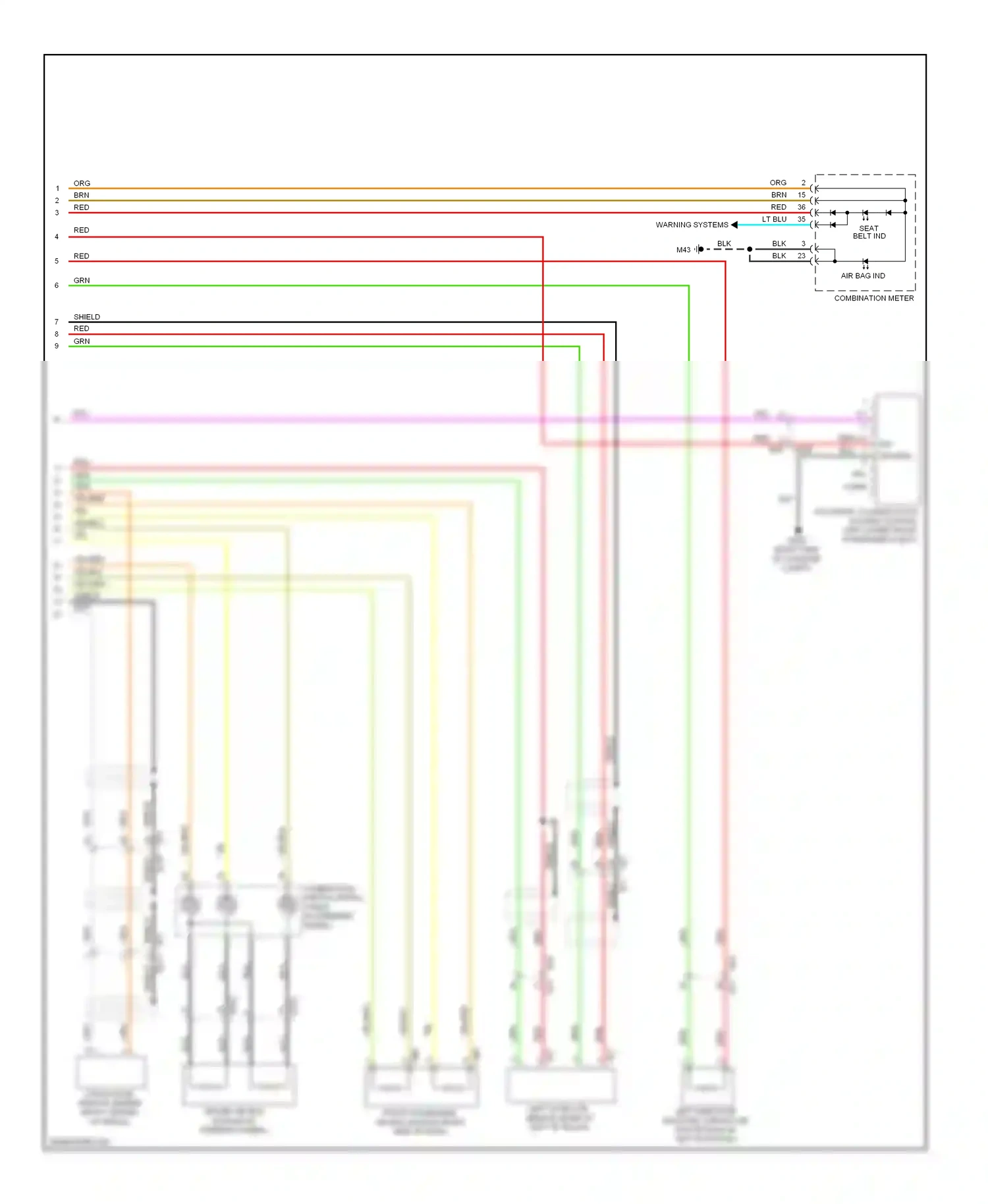 Wiring diagram combination meter for Nissan Murano Z51 facelift (2010-2012) (17 of 19)