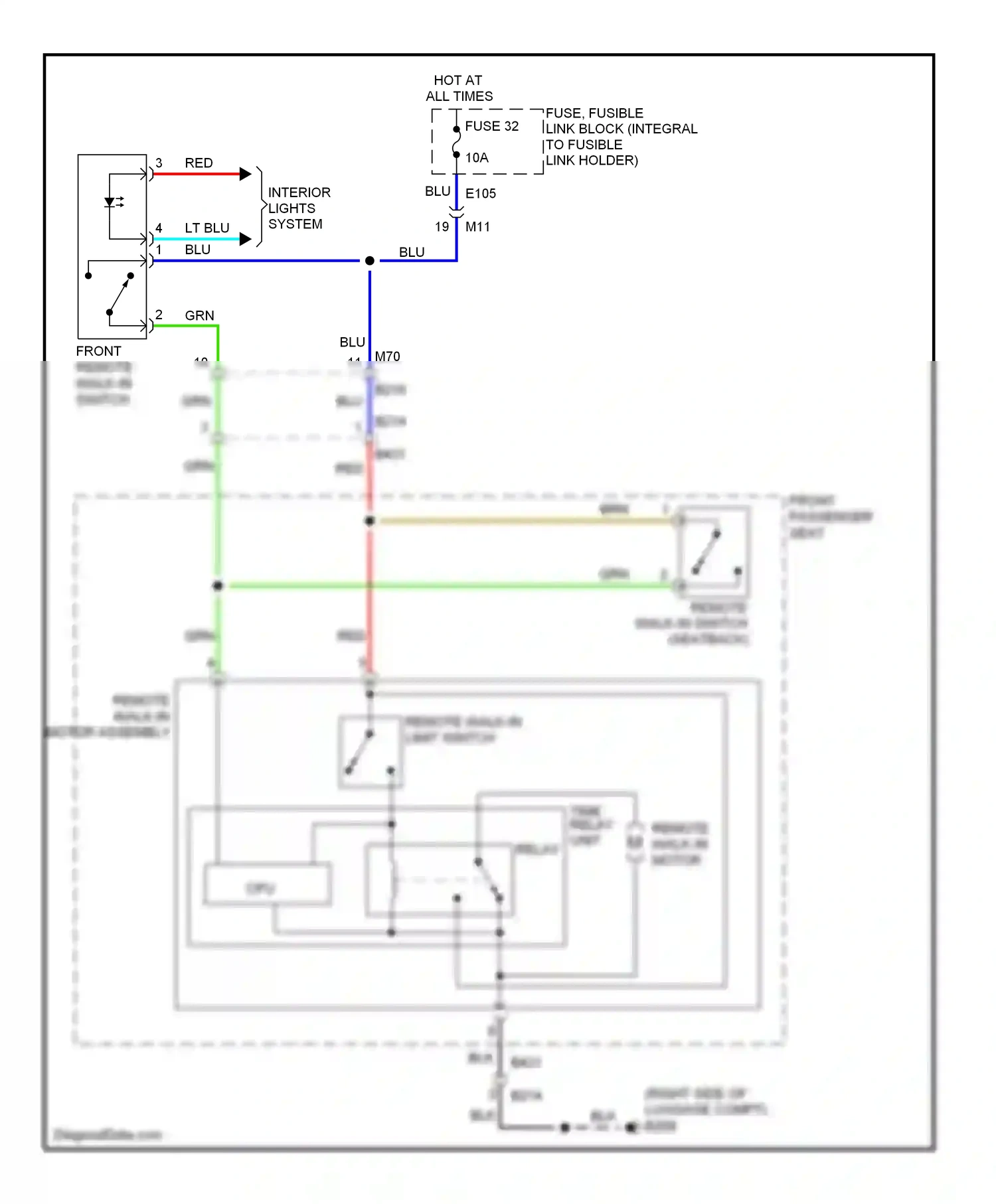Wiring diagram front remote walk-in switch for Nissan Murano Z51 facelift (2010-2012) (1 of 1)