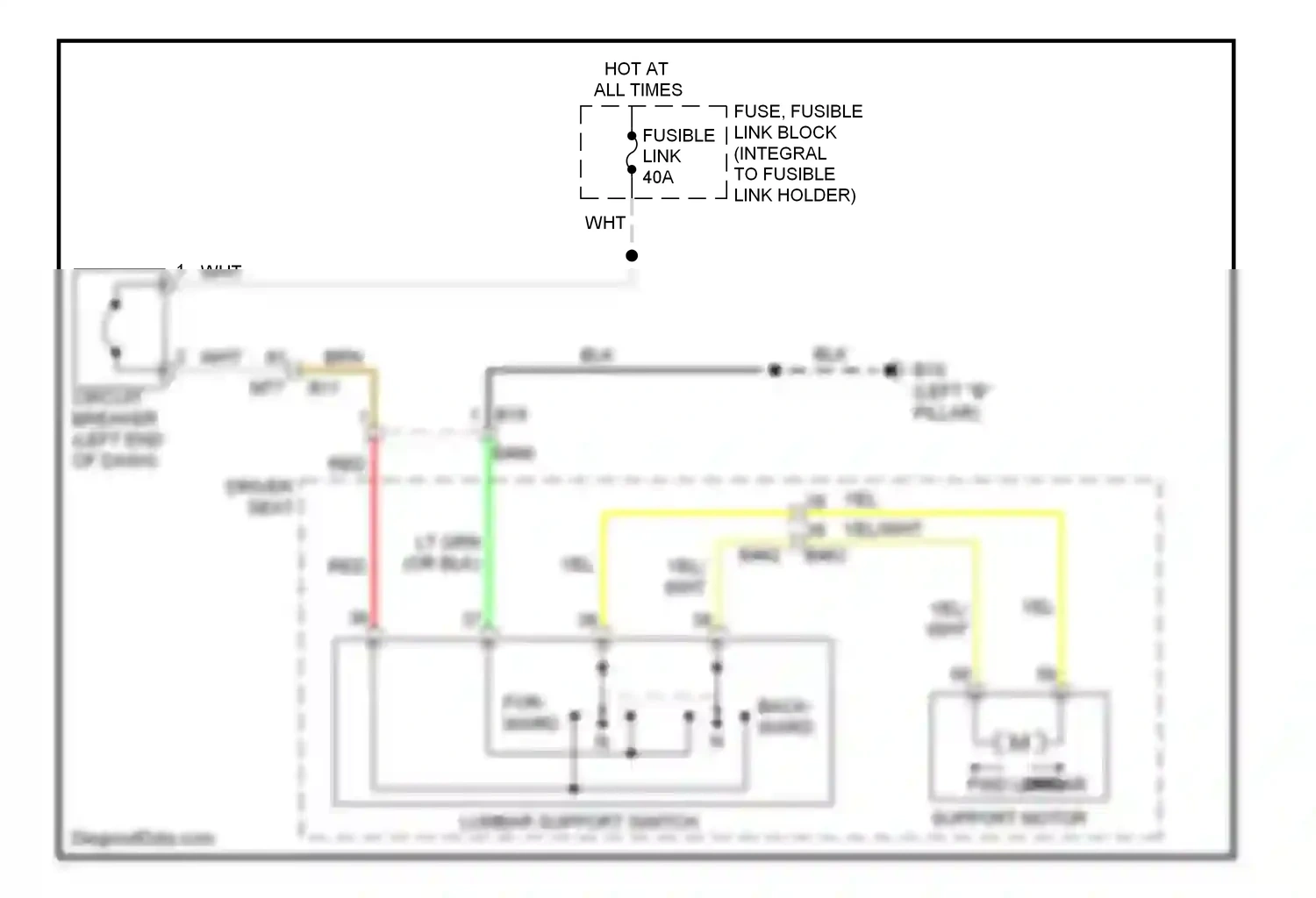 Wiring diagram lumbar support switch for Nissan Murano Z51 facelift (2010-2012) (1 of 2)