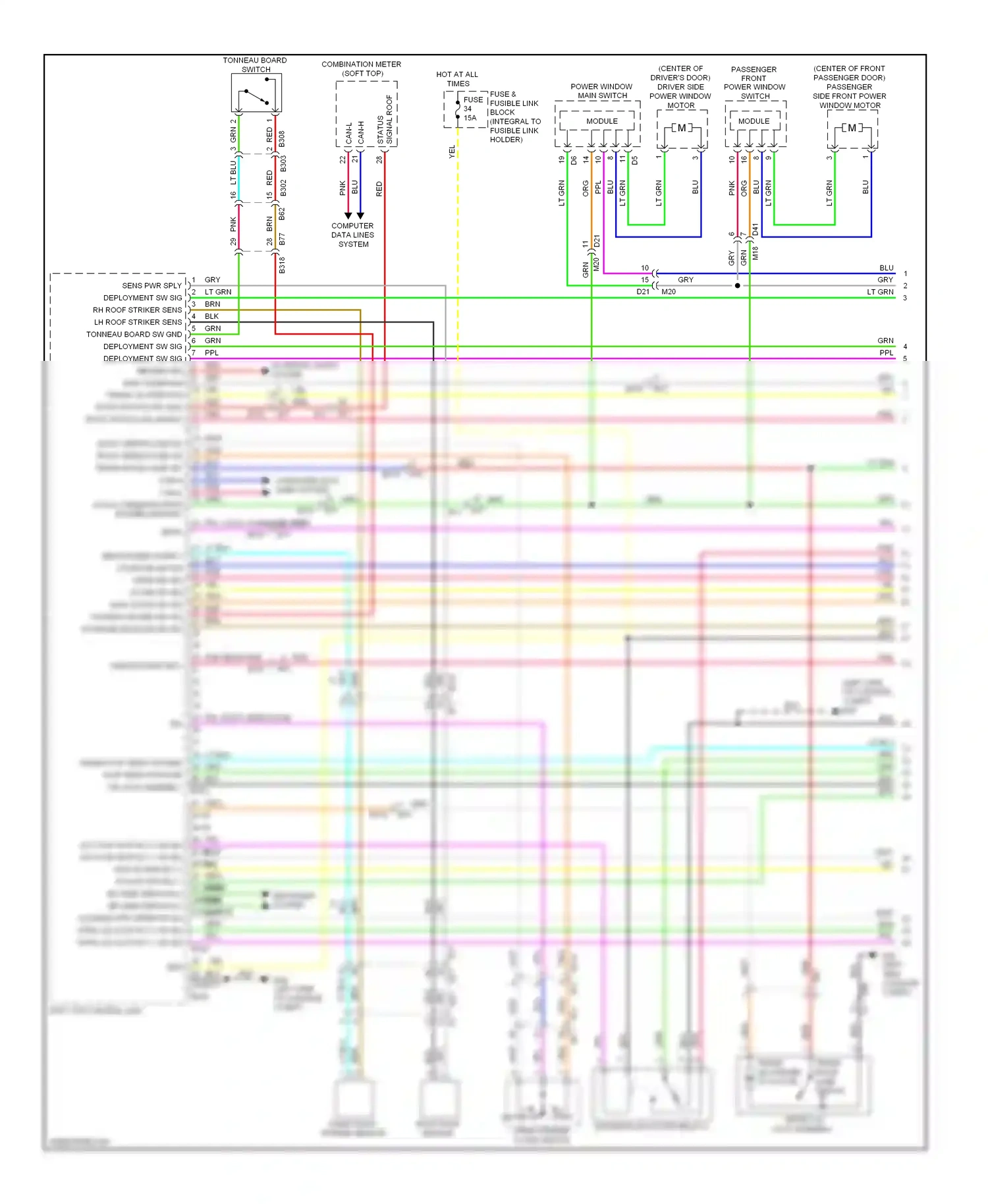 Wiring diagram passenger front power window switch for Nissan Murano Z51 facelift (2010-2012) (1 of 1)