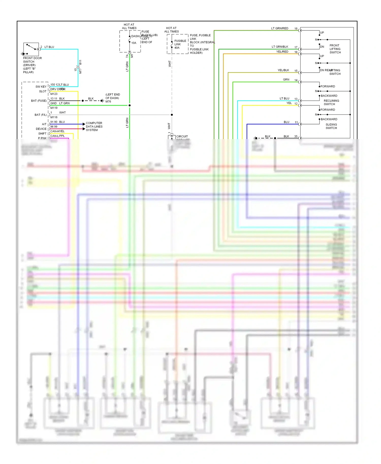 Wiring diagram rear lifting sensor for Nissan Murano Z51 facelift (2010-2012) (1 of 1)