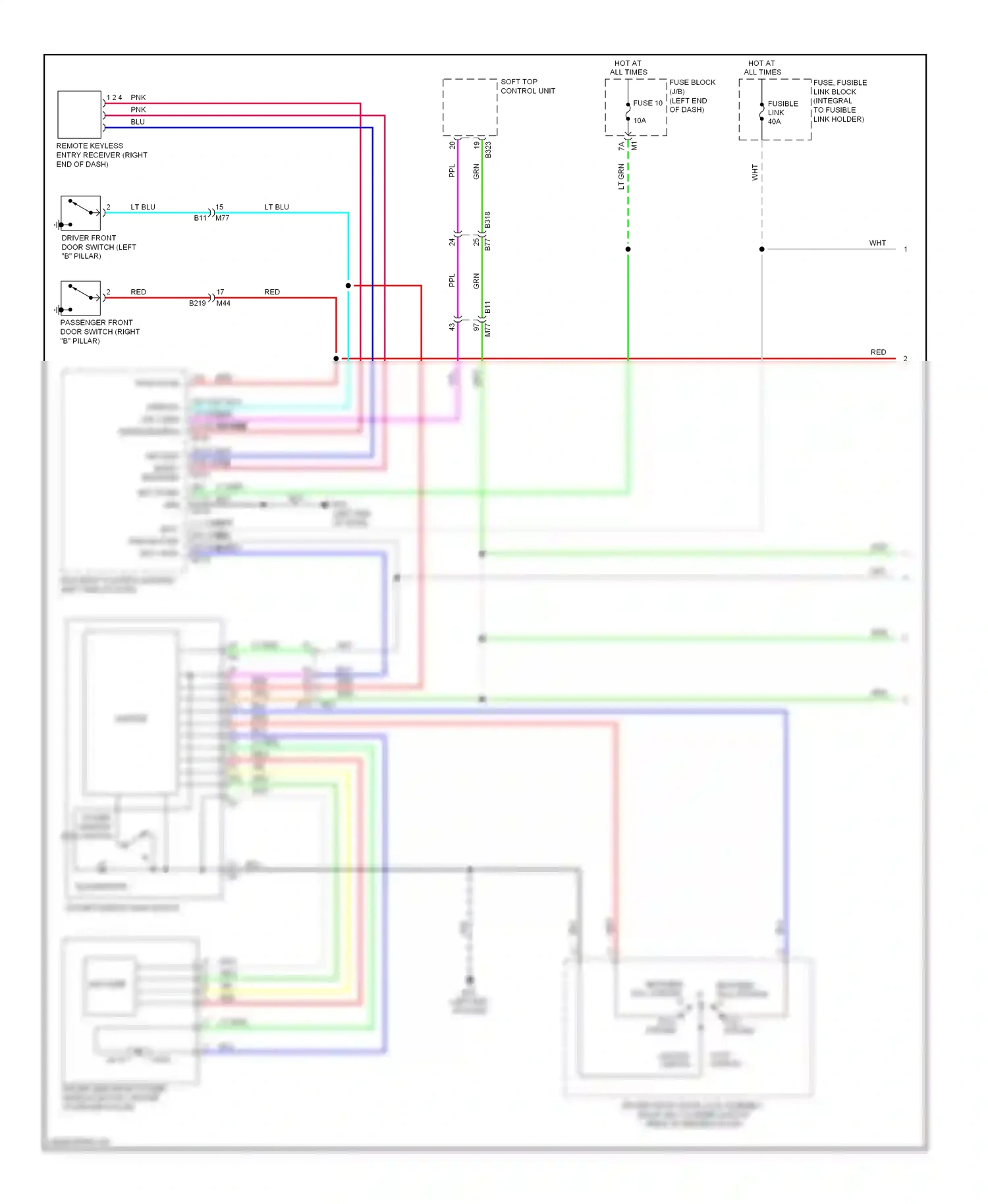 Wiring diagram soft top control unit for Nissan Murano Z51 facelift (2010-2012) (7 of 8)