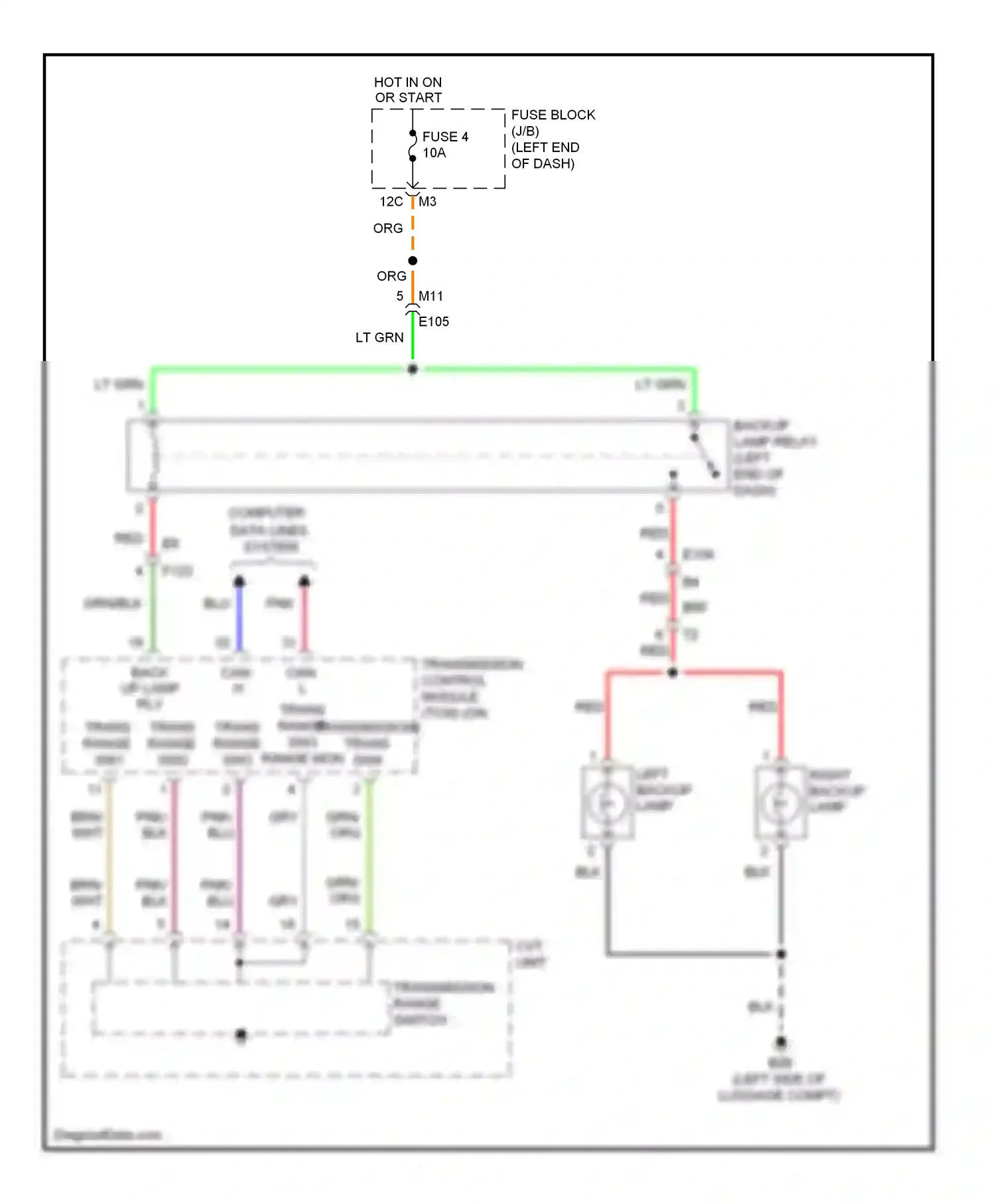 Wiring diagram transmission range switch for Nissan Murano Z51 facelift (2010-2012) (2 of 3)