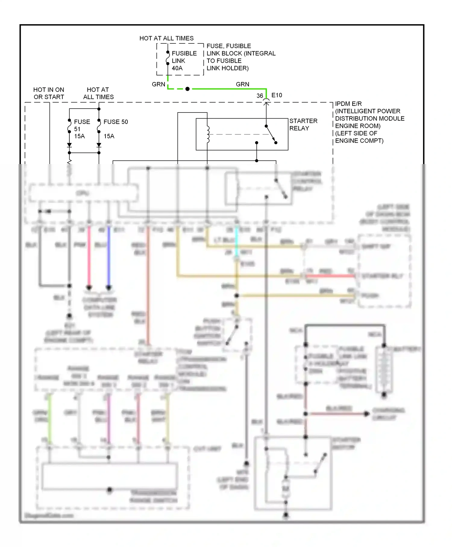 Wiring diagram transmission range switch for Nissan Murano Z51 facelift (2010-2012) (3 of 3)