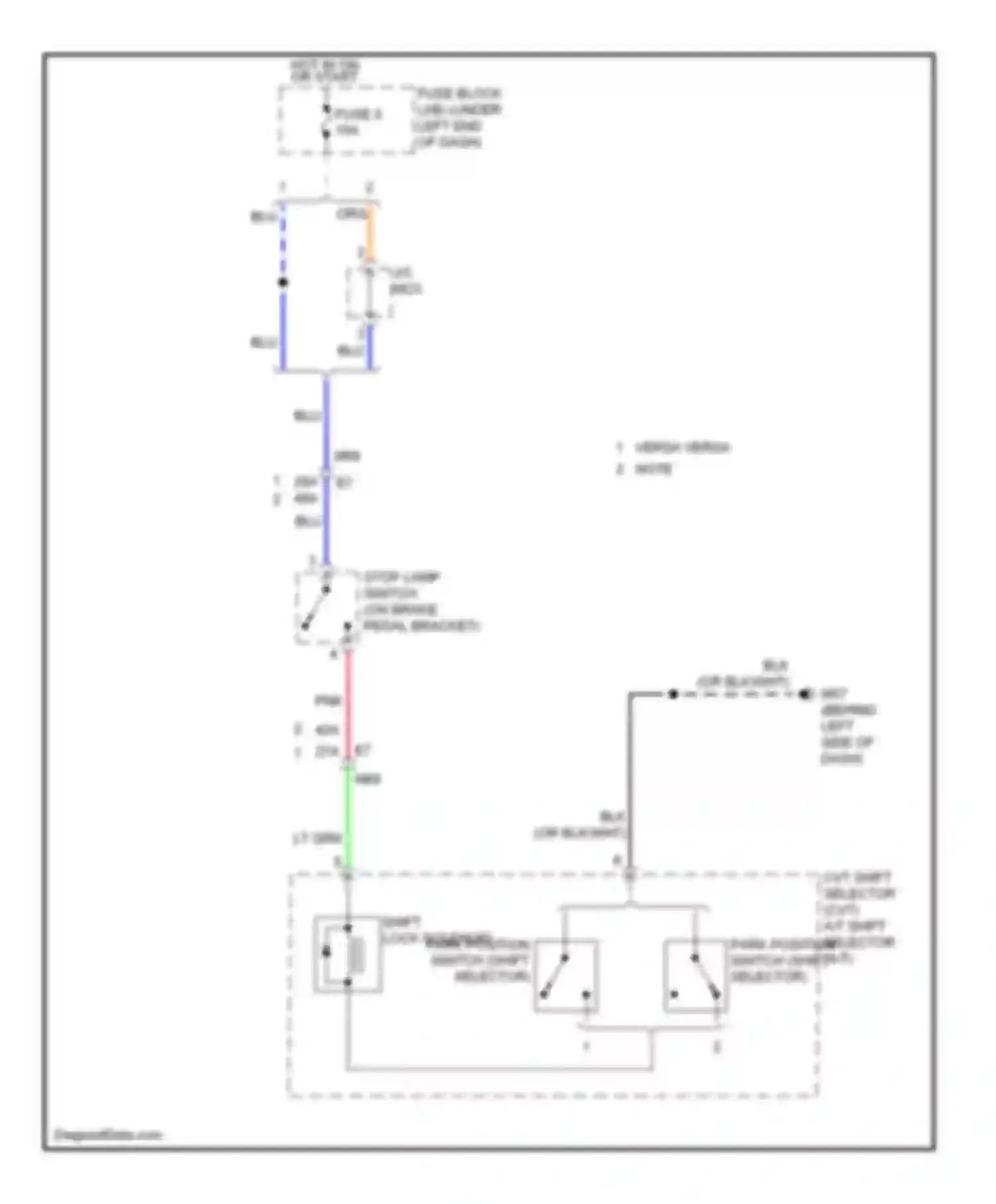 Note Nissan E12 (2012-2016): Shift interlock circuit