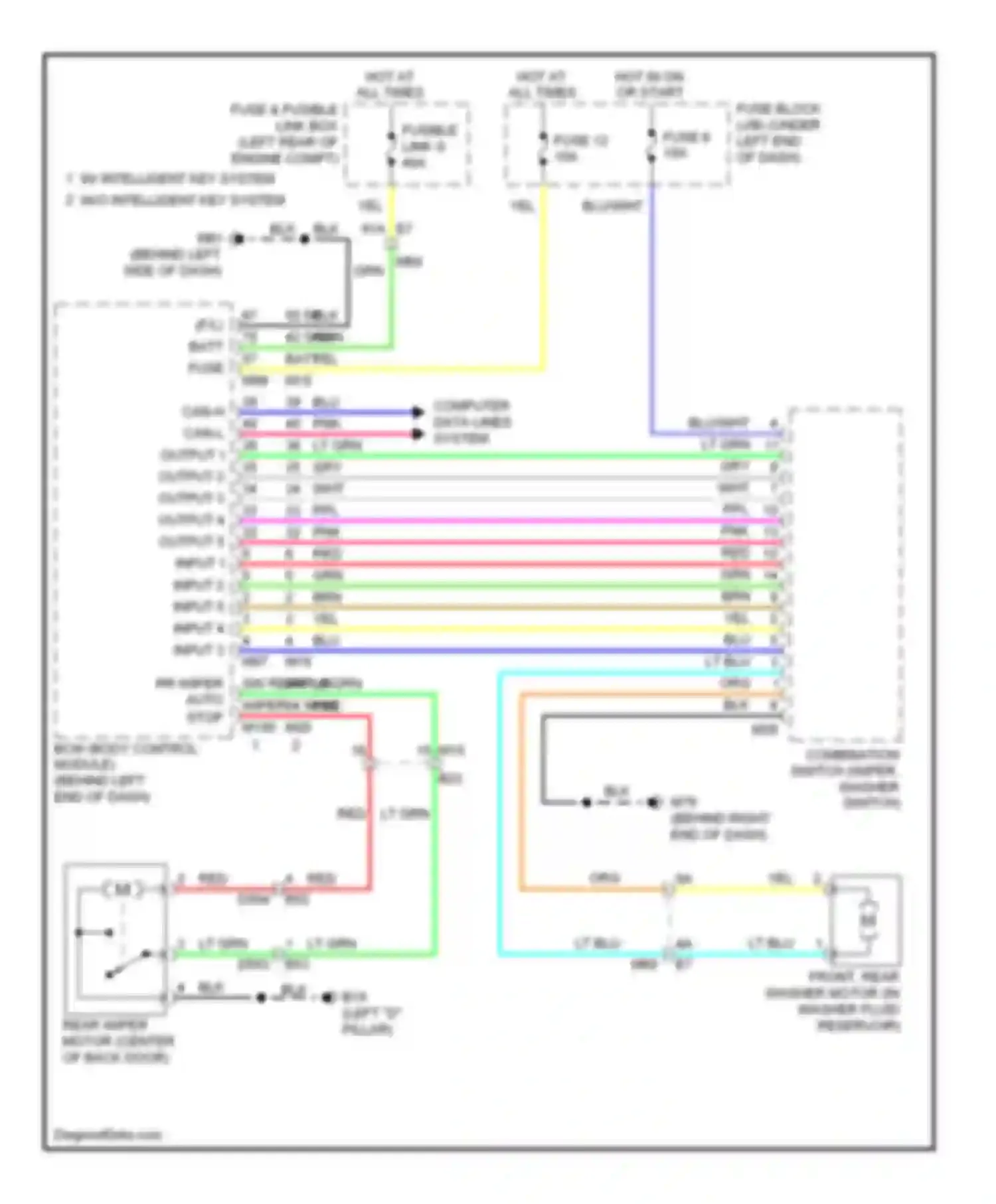 Note Nissan E12 (2012-2016): Rear wiper/washer circuit