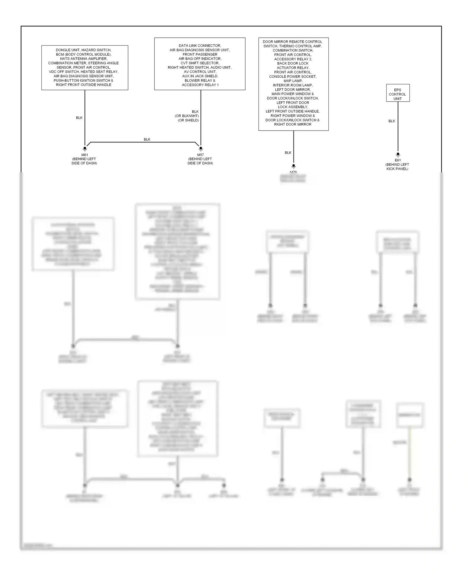 Nissan Note E12 (2012-2016) (behind left (behind left kick panel) kick panel) wiring diagram  (1 of 1)