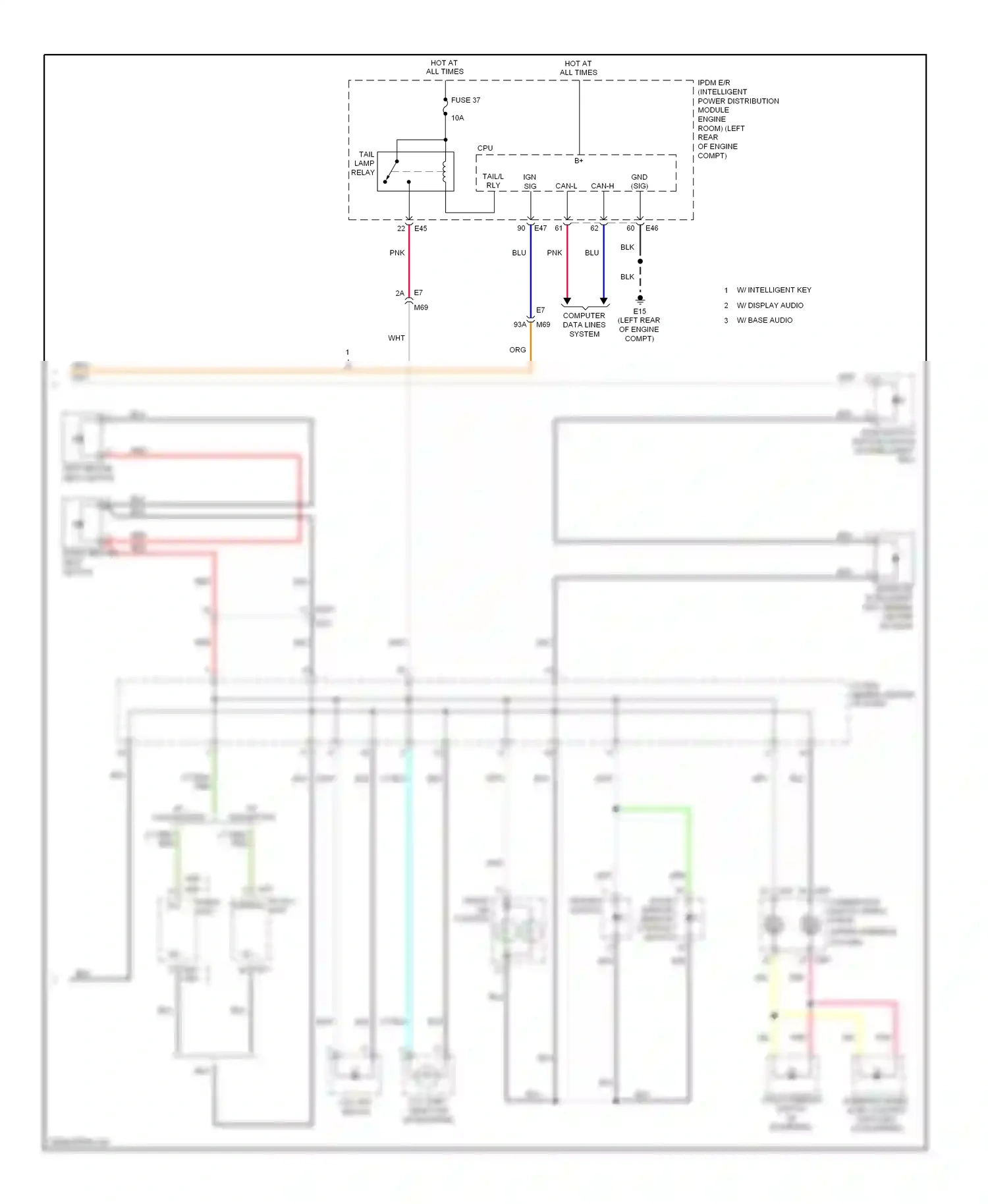 Nissan Note E12 (2012-2016) combination switch (spiral cable) wiring diagram  (1 of 2)