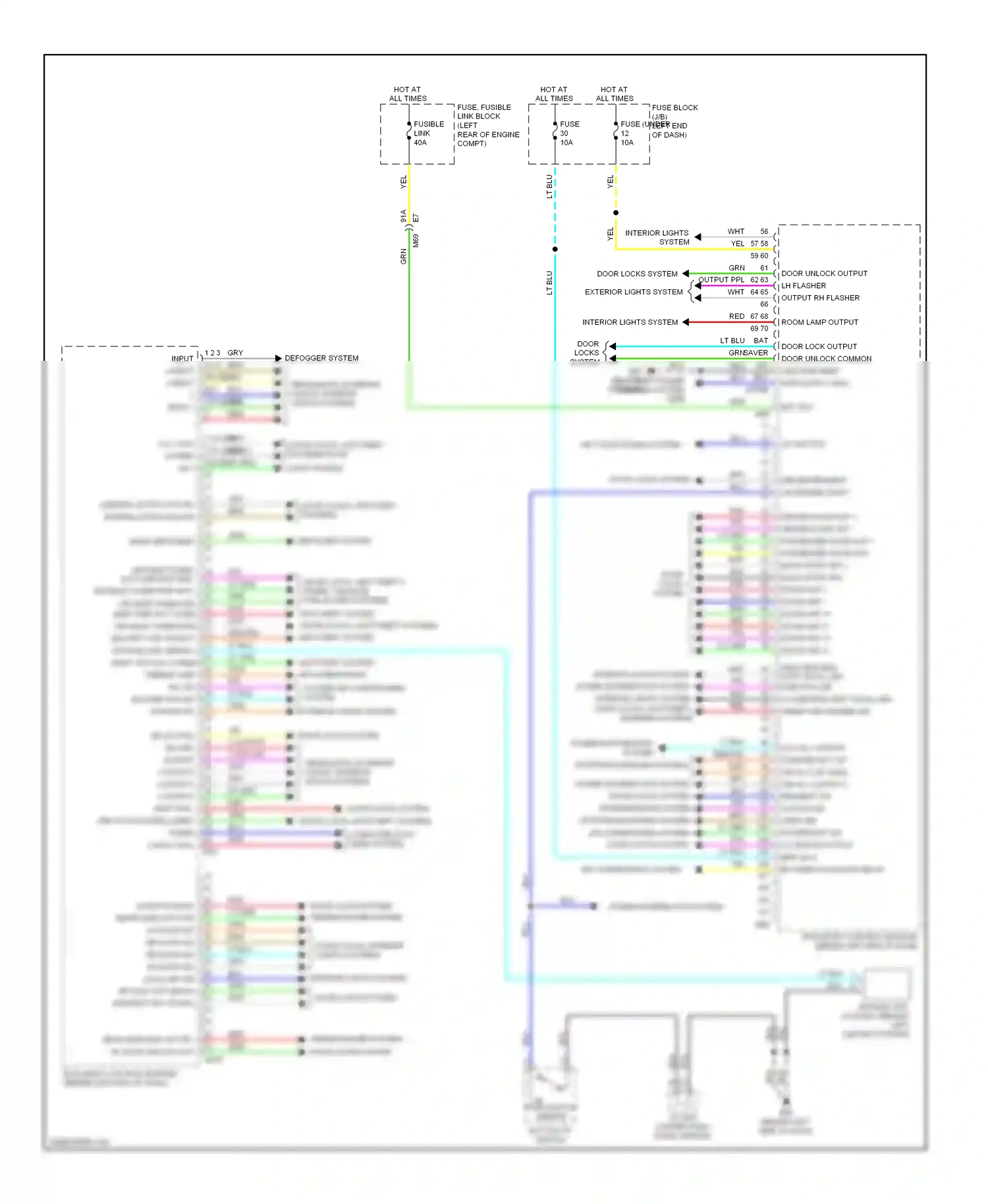 Nissan Note E12 (2012-2016) door locks, interior lights systems wiring diagram  (1 of 1)