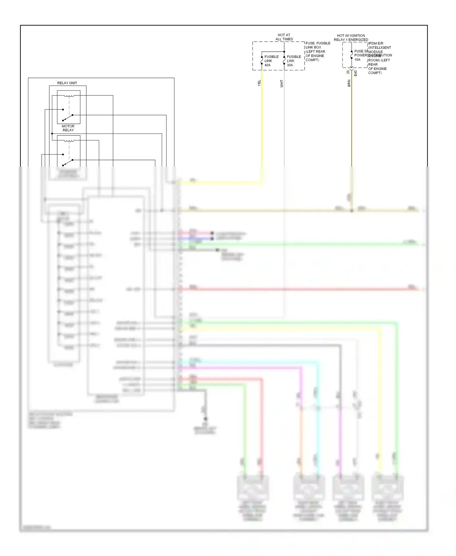 Nissan Note E12 (2012-2016) fuse 50 power distribution module engine room) (left rear of engine compt) wiring diagram  (1 of 1)