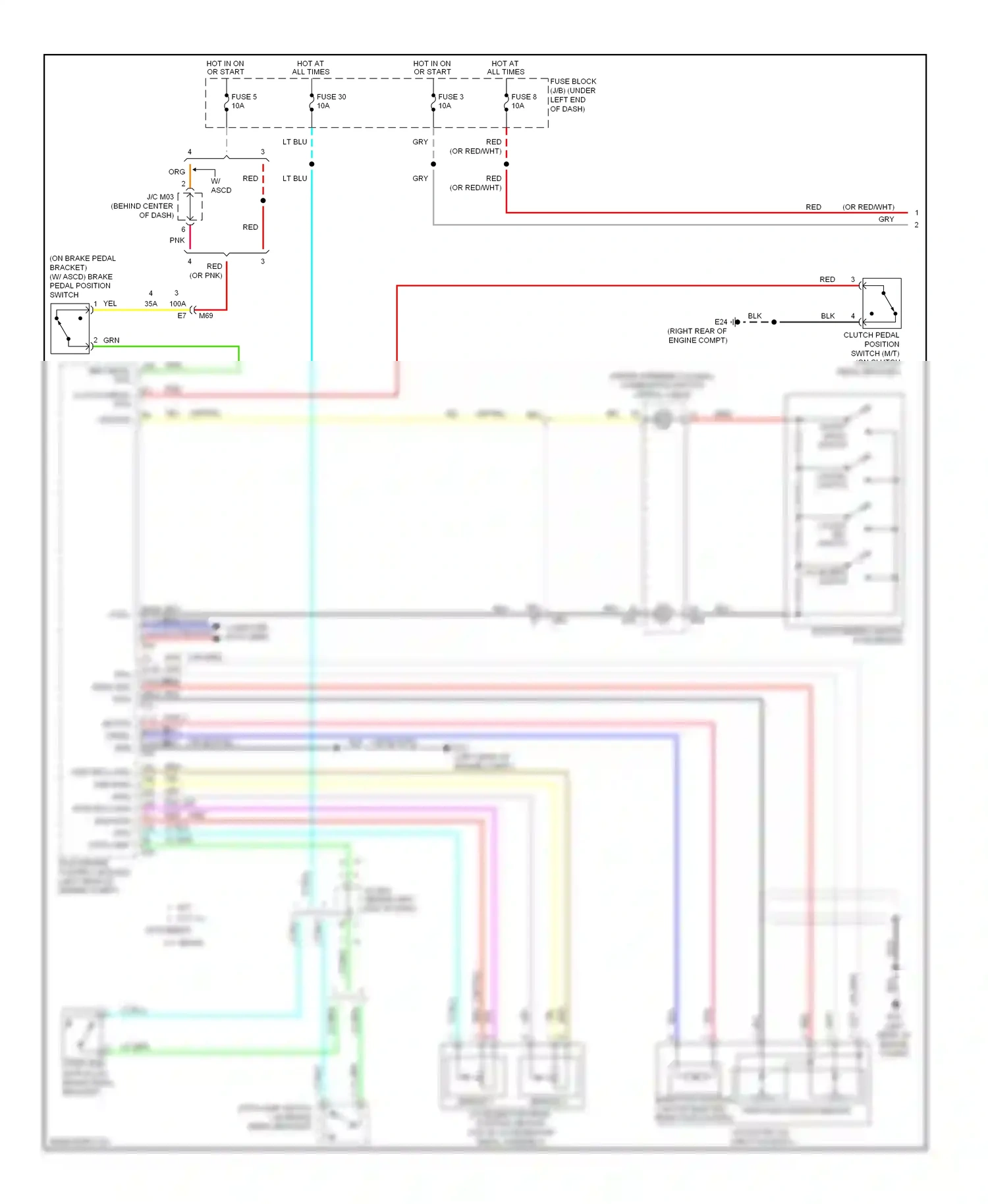 Nissan Note E12 (2012-2016) on/off (main) switch wiring diagram  (1 of 1)